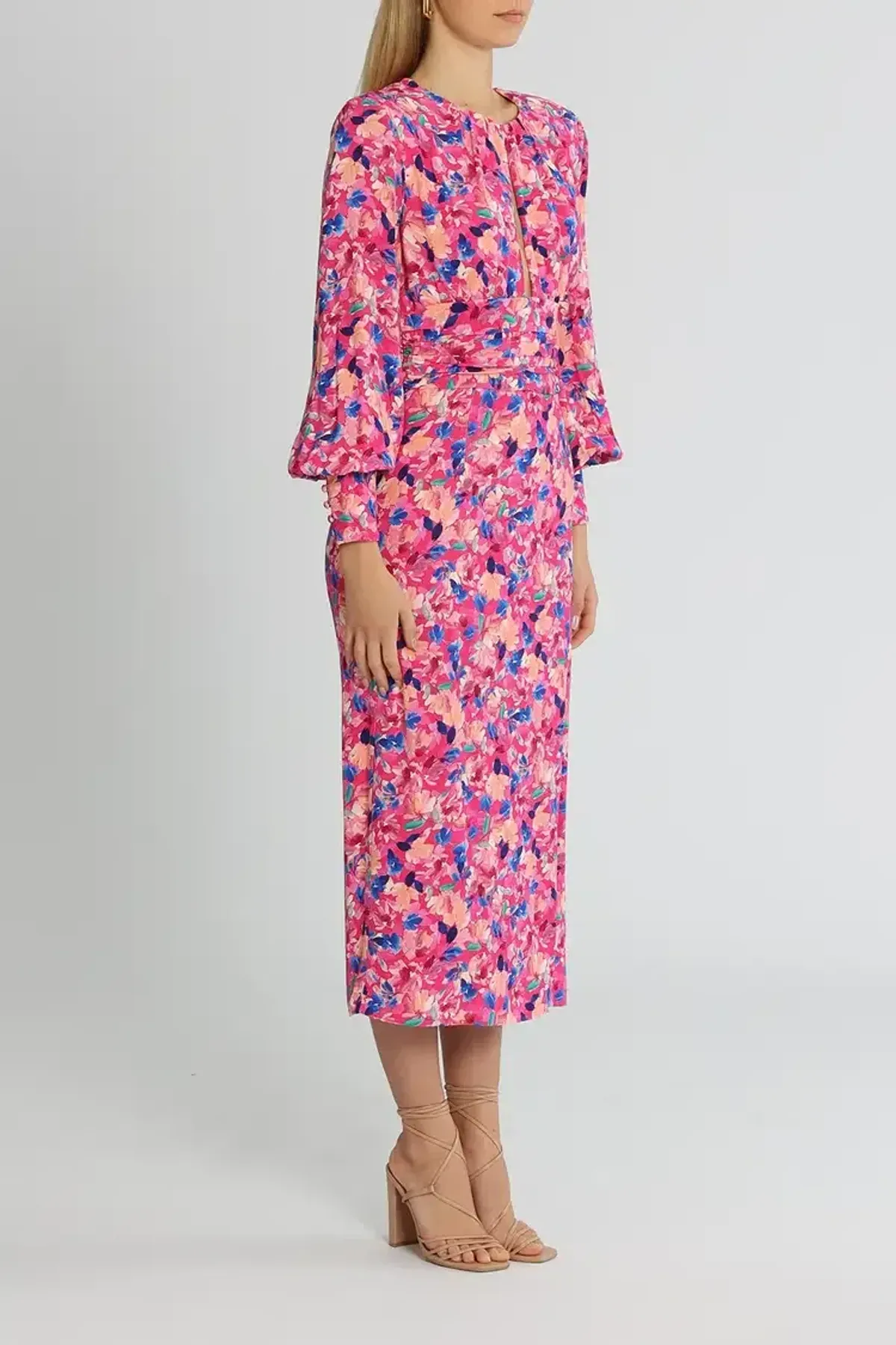 Rebecca Vallance Little Havana Midi Dress Pink Print Size 12 - Image 2