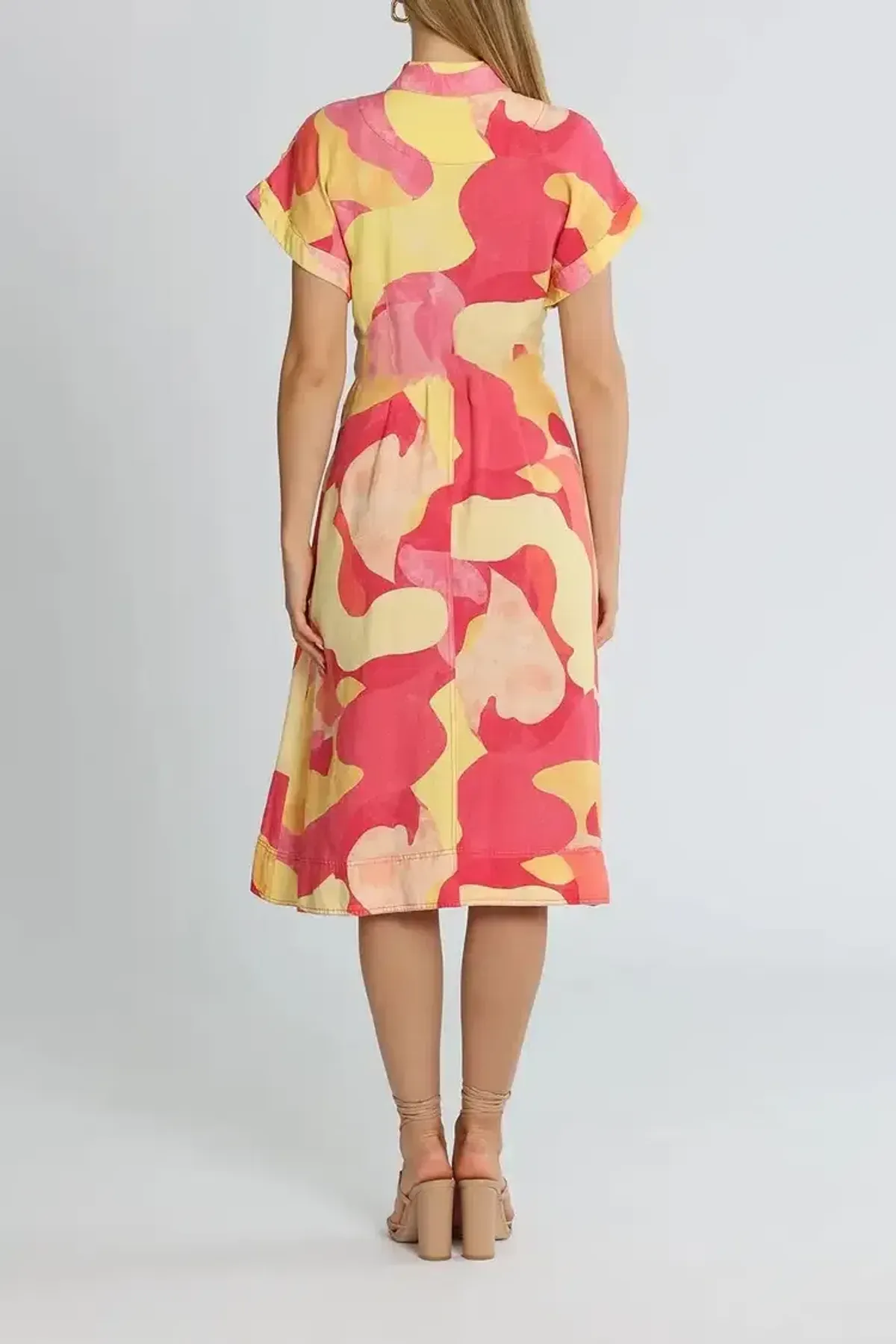 Rebecca Vallance Toretta Midi Dress Multi Print Yellow Size 12 - Image 3