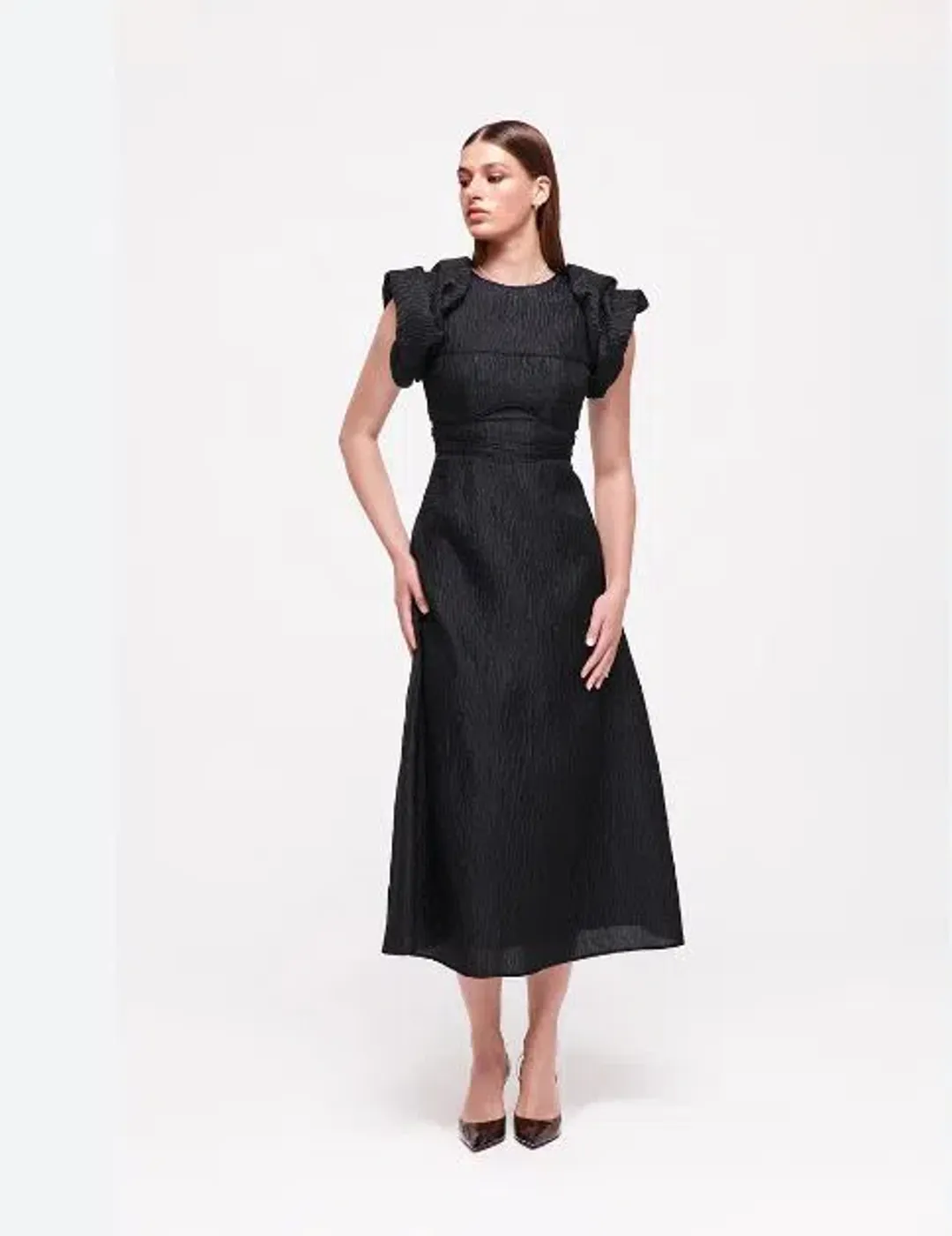 Rachel Gilbert Sophy Midi Dress in Black Size 16 for rent on The Volte - main image
