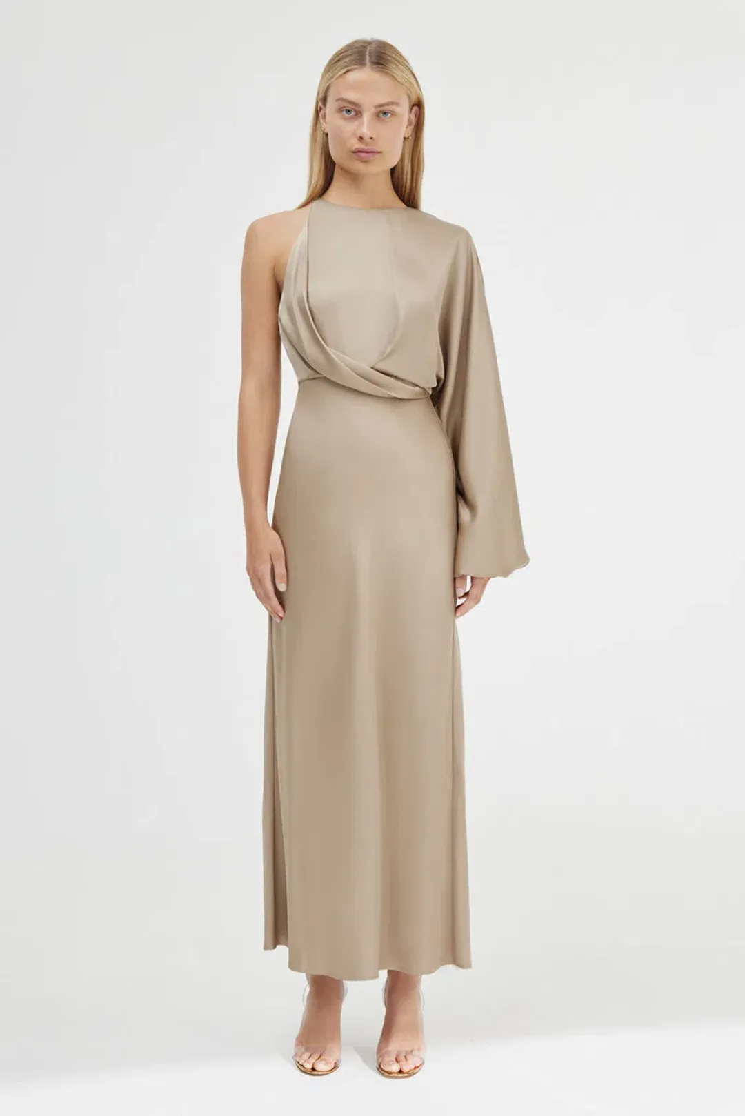 Significant Other Alessia One Shoulder Dress in Latte Size 14 for rent on The Volte - main image