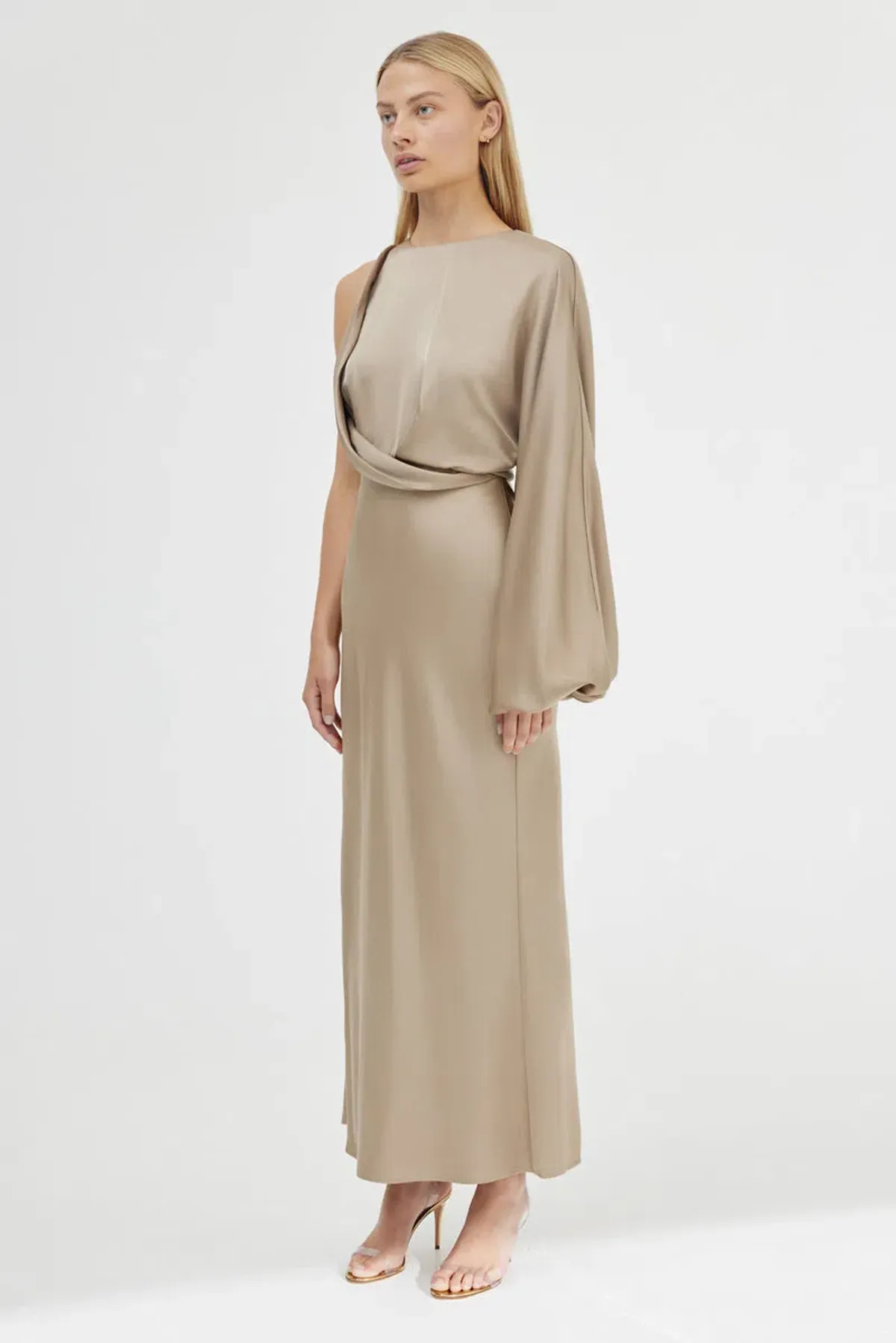 Significant Other Alessia One Shoulder Dress in Latte Size 14 - Image 2