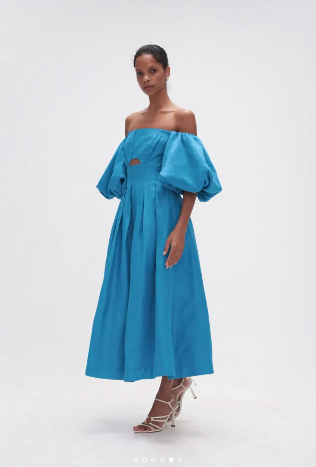Aje Eugenie Off Shoulder Midi Dress Blue Size 14 for rent on The Volte - main image