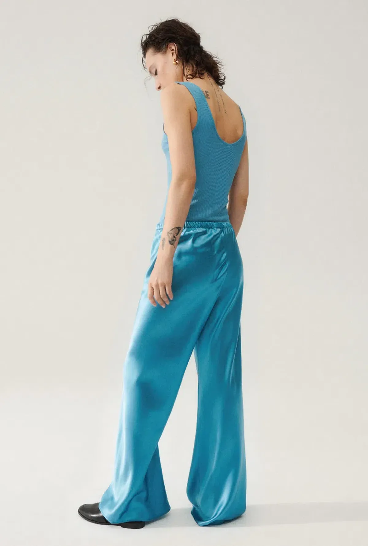 Silk Laundry Bias Cut Pants Lake Blue Size AU 8 - Image 2