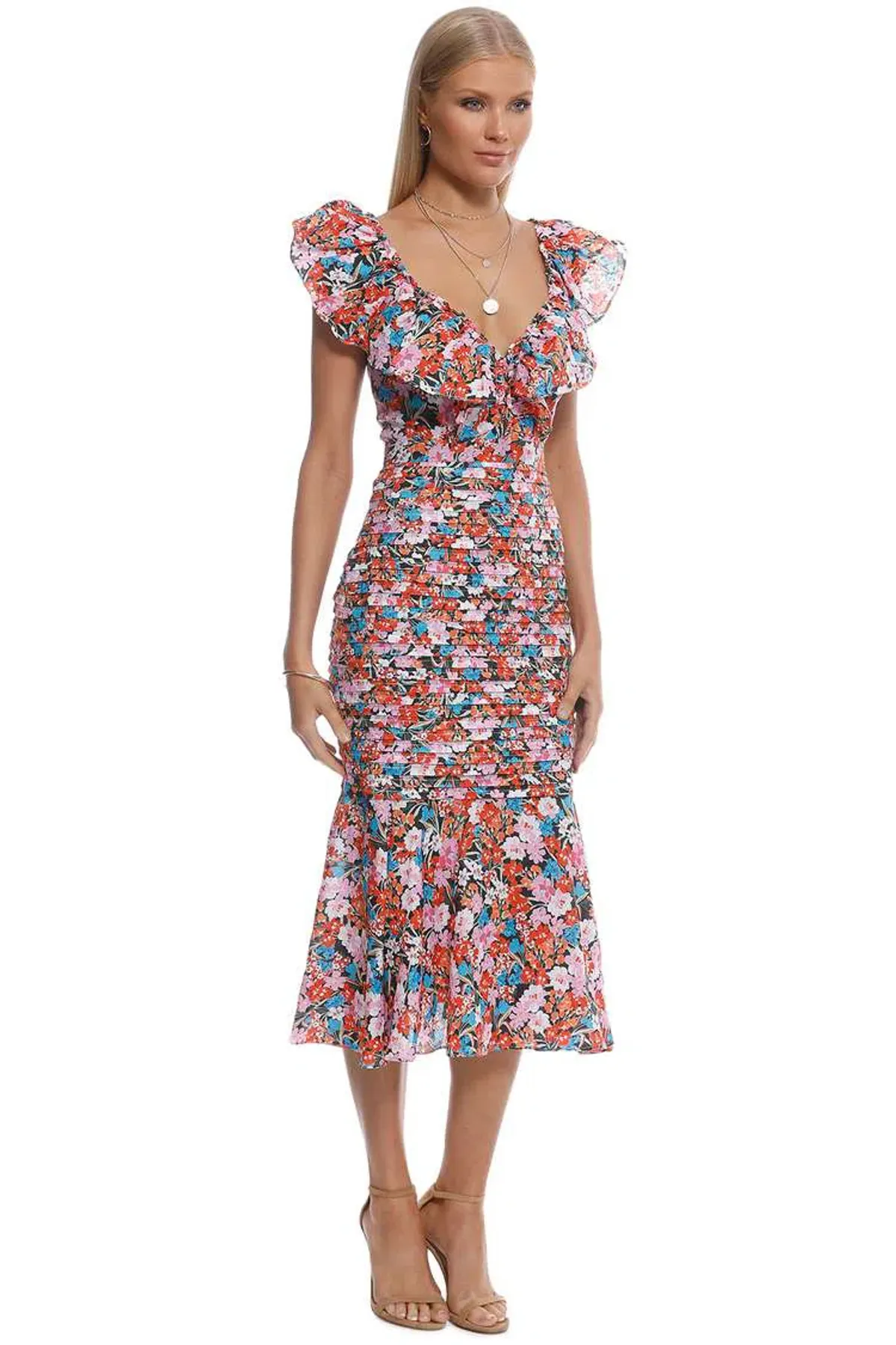 Talulah Cloud Nine Midi Dress Multi Floral Size 10 - Image 2