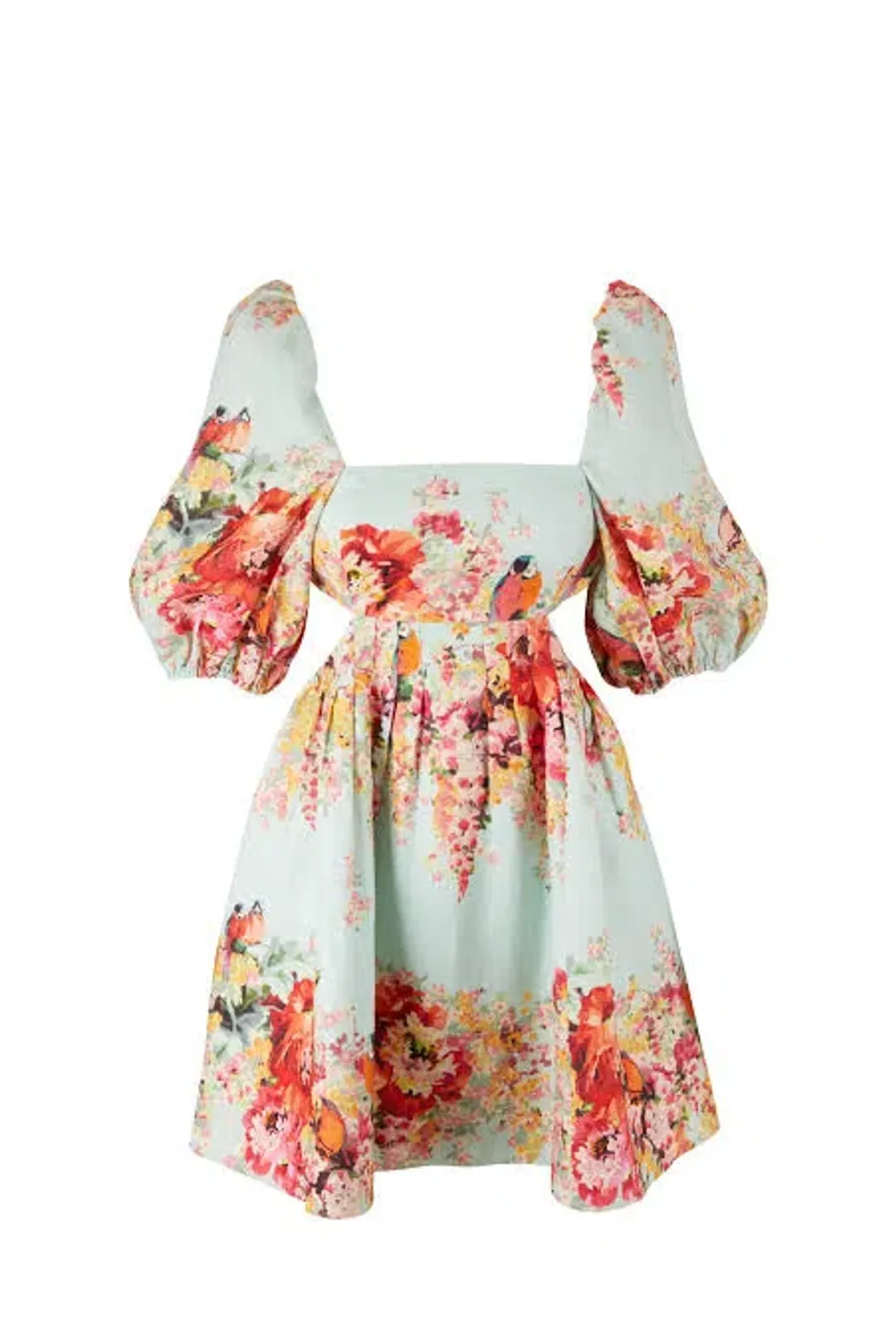 Zimmermann The Mae Cut Out Mini Dress in Mint Florasize 3 /Au  for rent on The Volte - main image