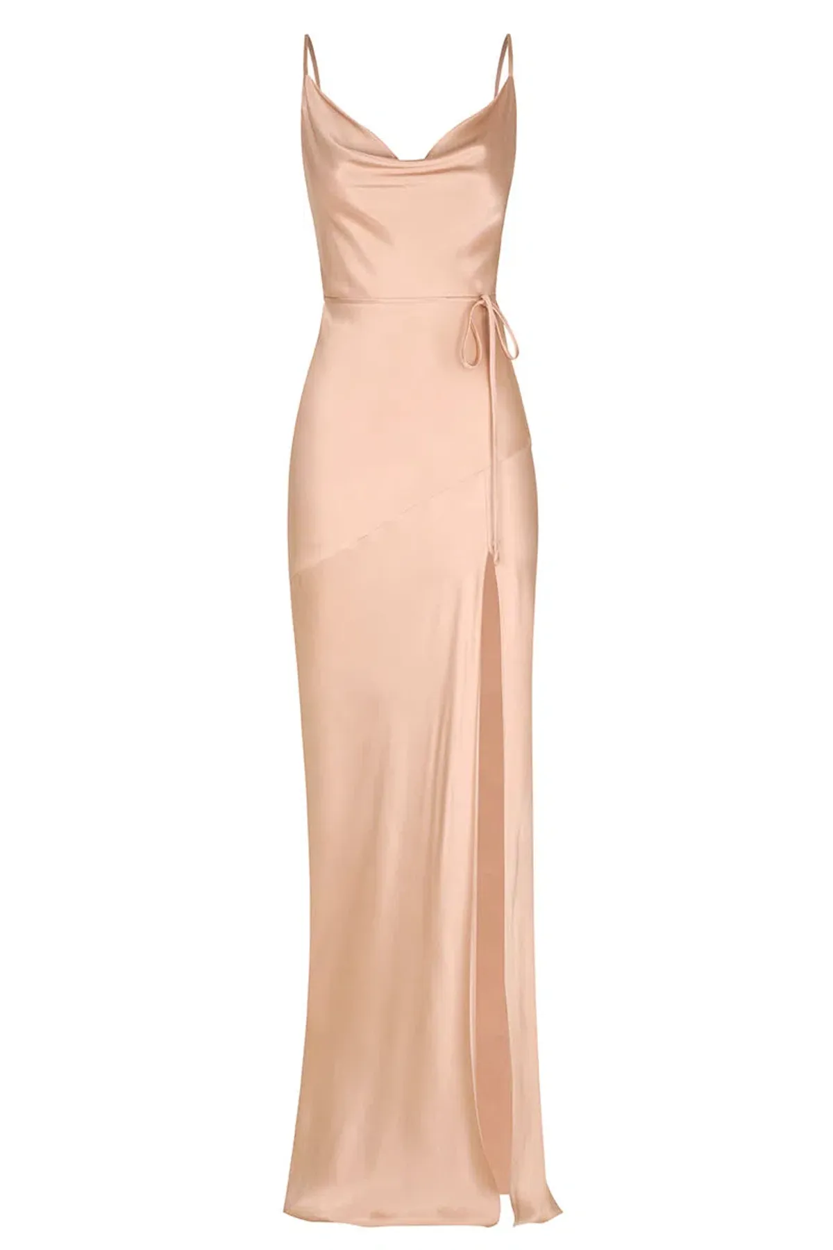 Shona Joy La Lune Bias Cowl Maxi Dress with Split and Tie in Desert Rose Size 16 - Image 3