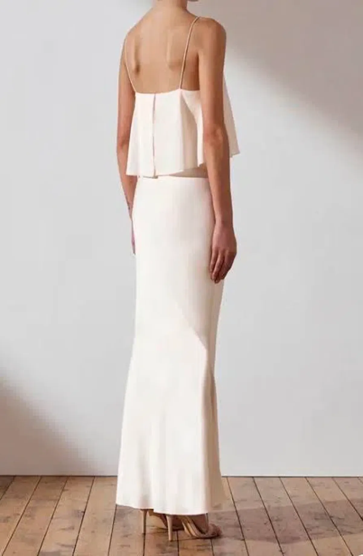 Shona Joy Luxe Bias Frill Slip Dress in Ivory Size 14 - Image 3