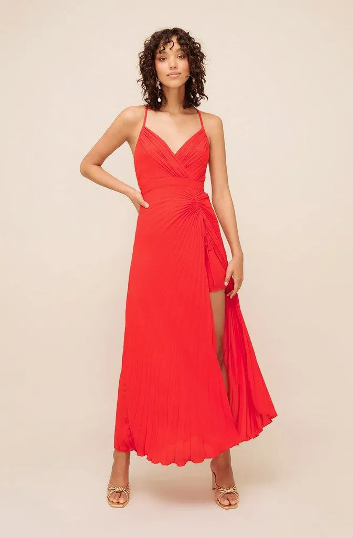 Sheike Vivianne Pleat Dress in Red Size 14 - Image 2