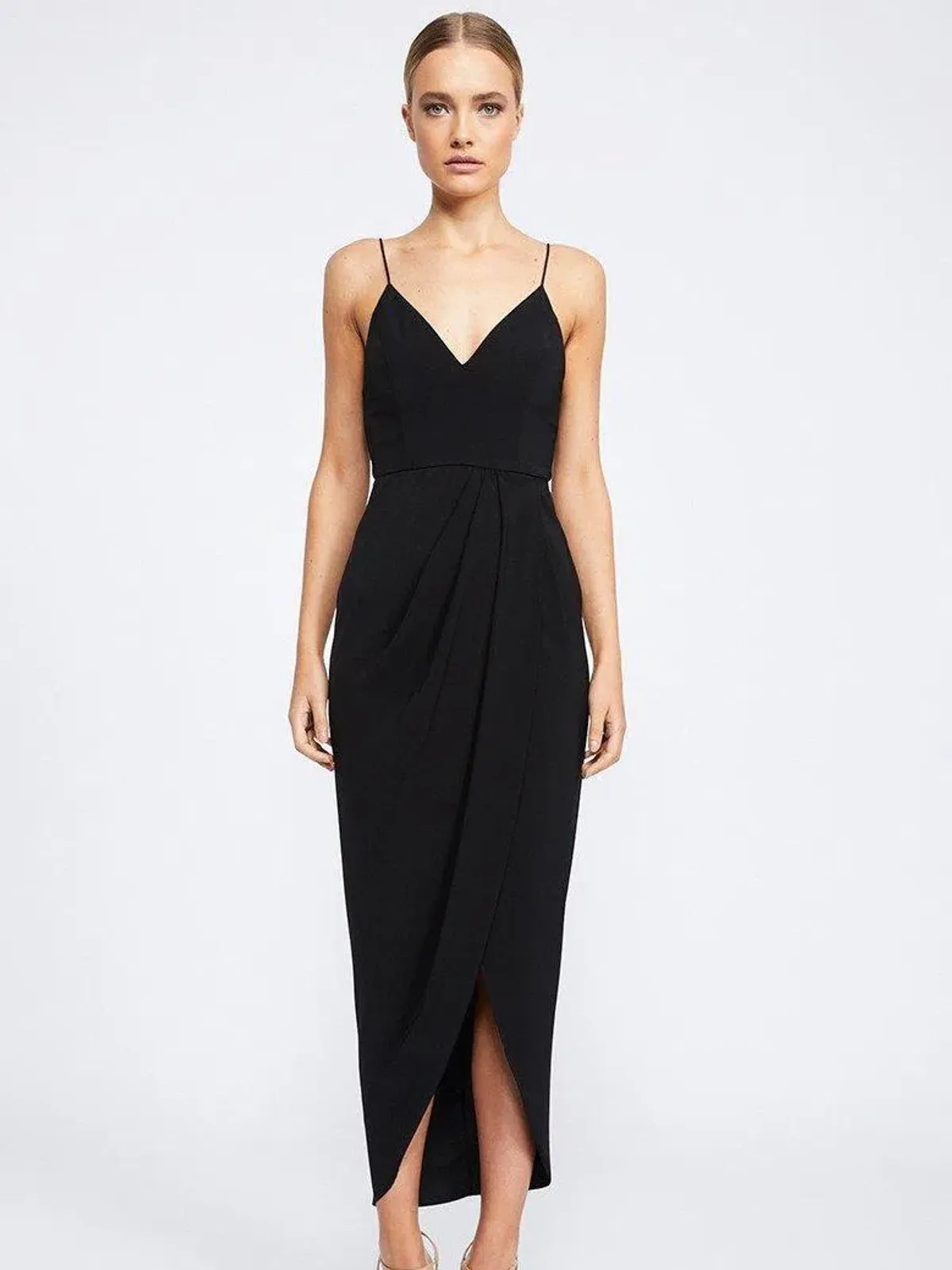 Shona Joy Core Cocktail Draped Maxi Dress Black Size 16 - Image 1