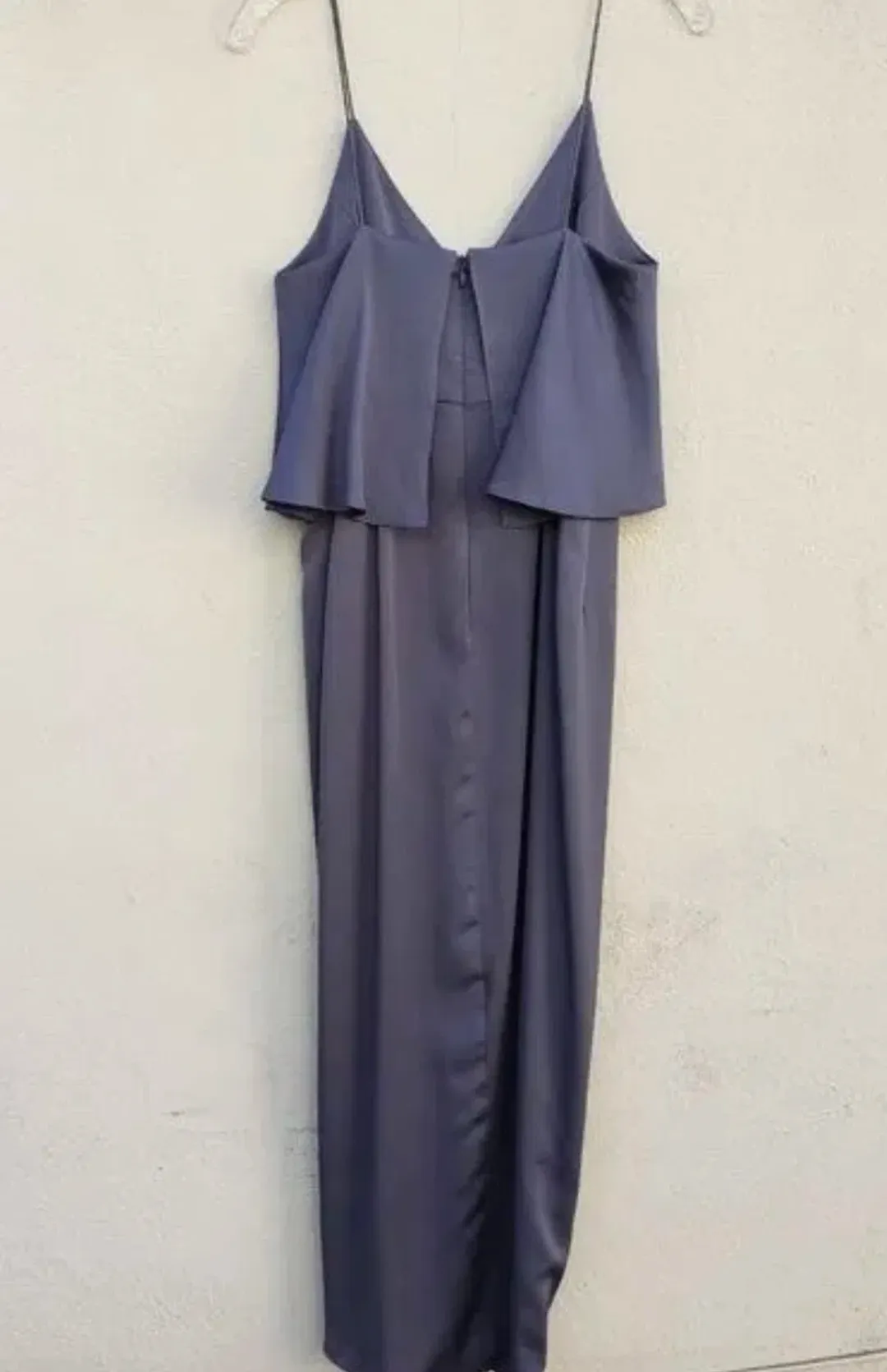 Shona Joy Luxe Draped Cocktail Frill Dress Charcoal Size 16 for rent on The Volte - main image