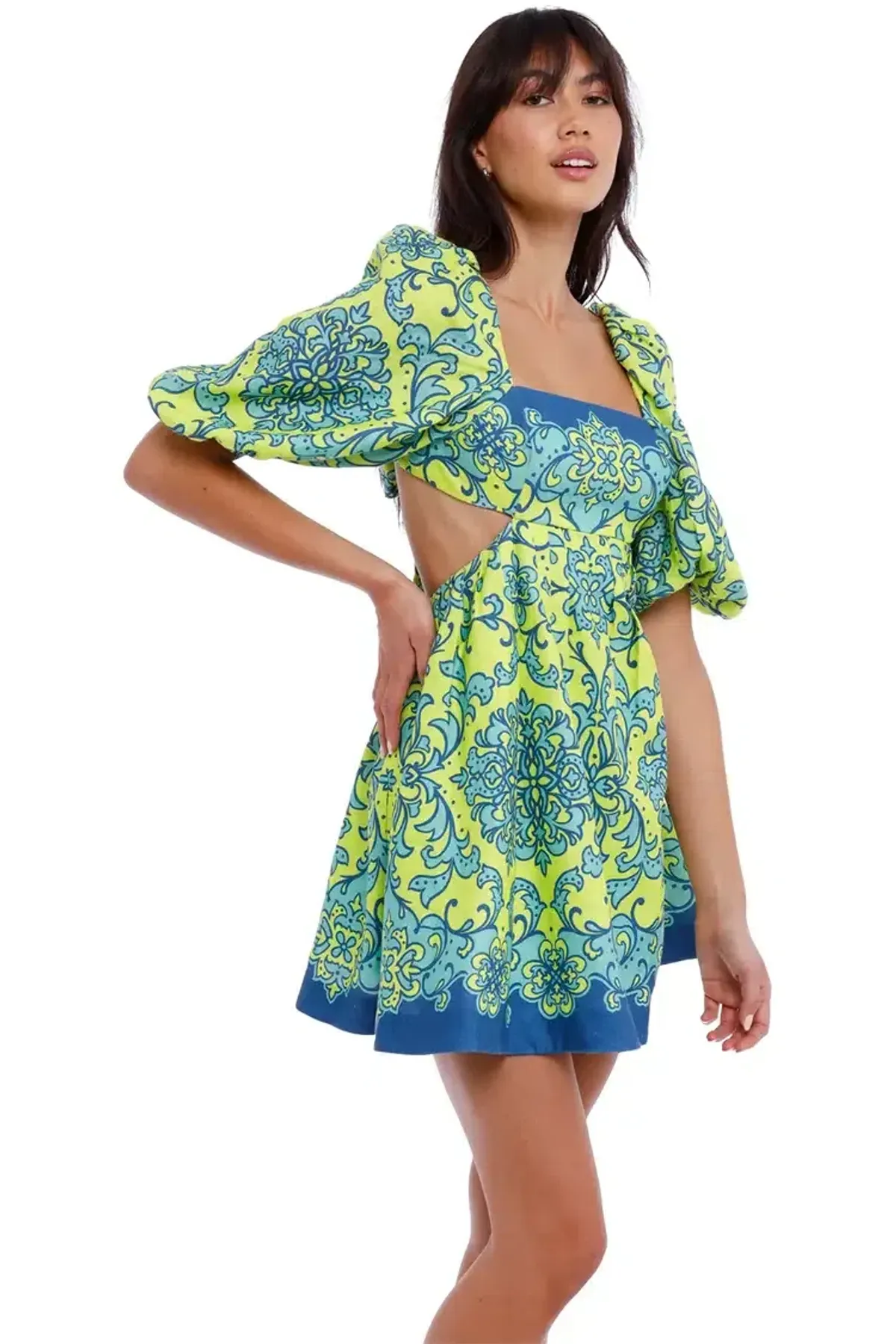 Zimmermann Nina Cut Out Mini Dress Lime Size 12 - Image 3