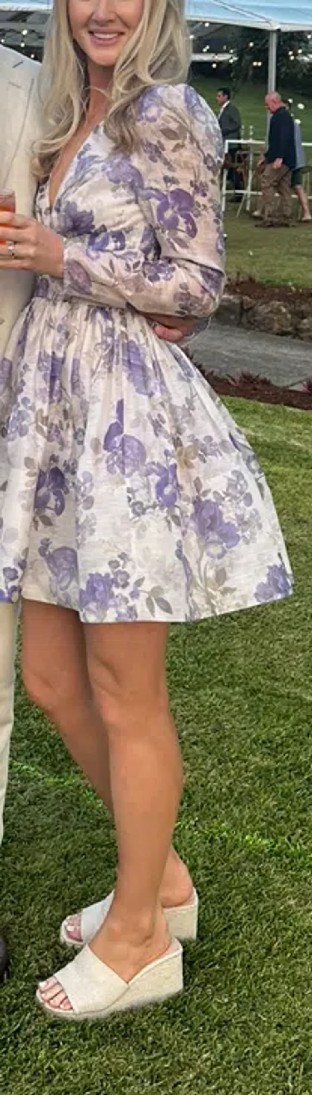 Zimmermann The Lyrical Cross Over Mini in Blue Iris Cream Size 0 (6-8)  for rent on The Volte - main image