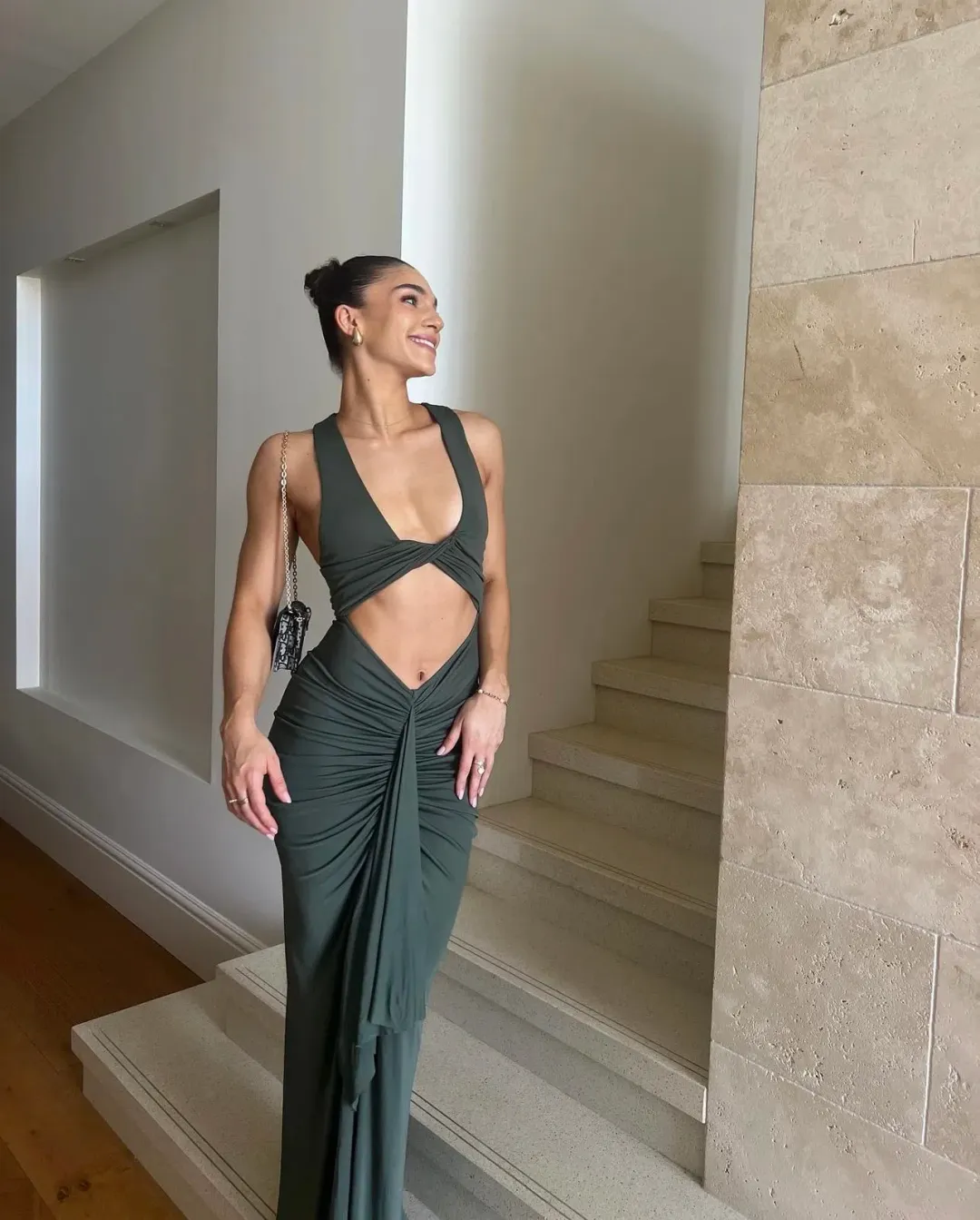 Christopher Esber Vivenda Drape Dress Green Size S/ AU 8 for rent on The Volte - main image