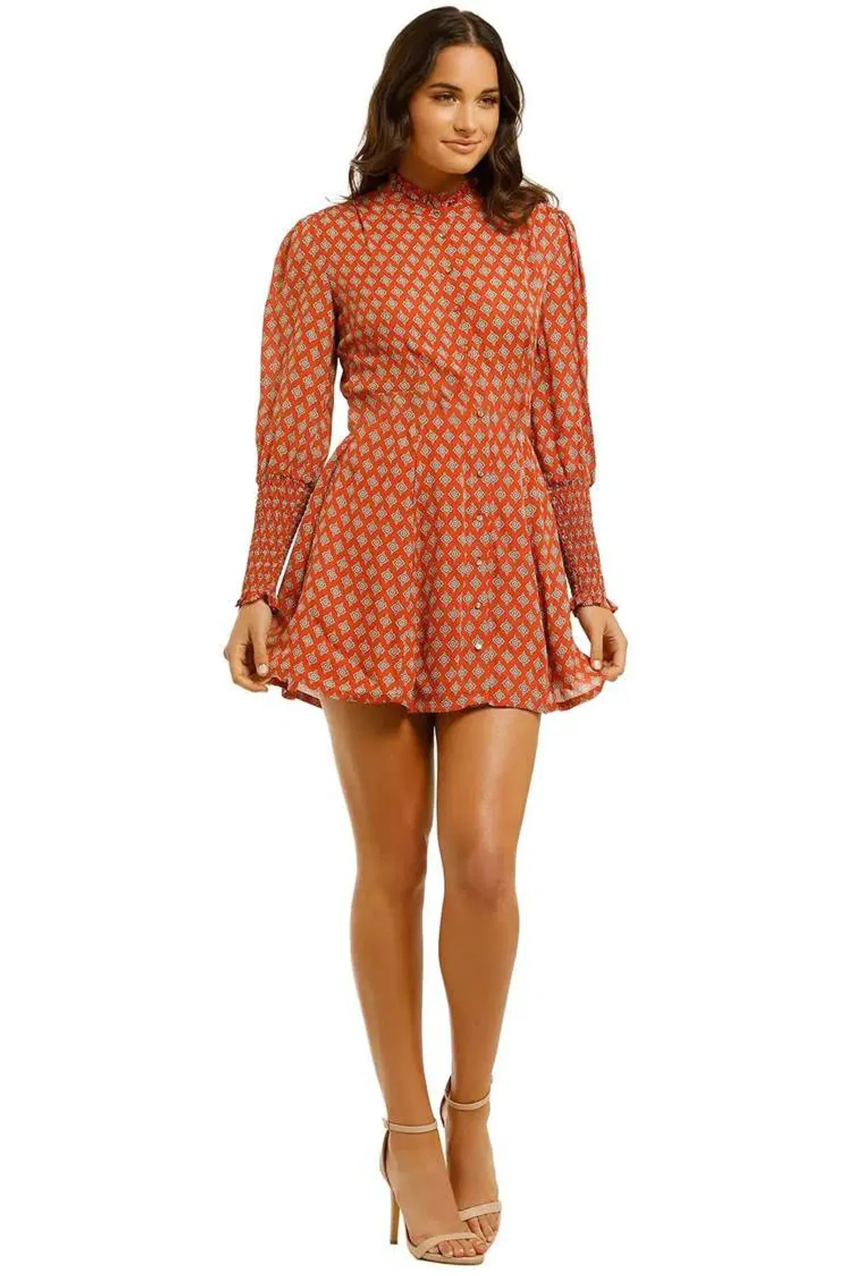 Nicholas  Agadir Dress Marrakech Medallion Saffron Orange Print Size 6 - Image 1