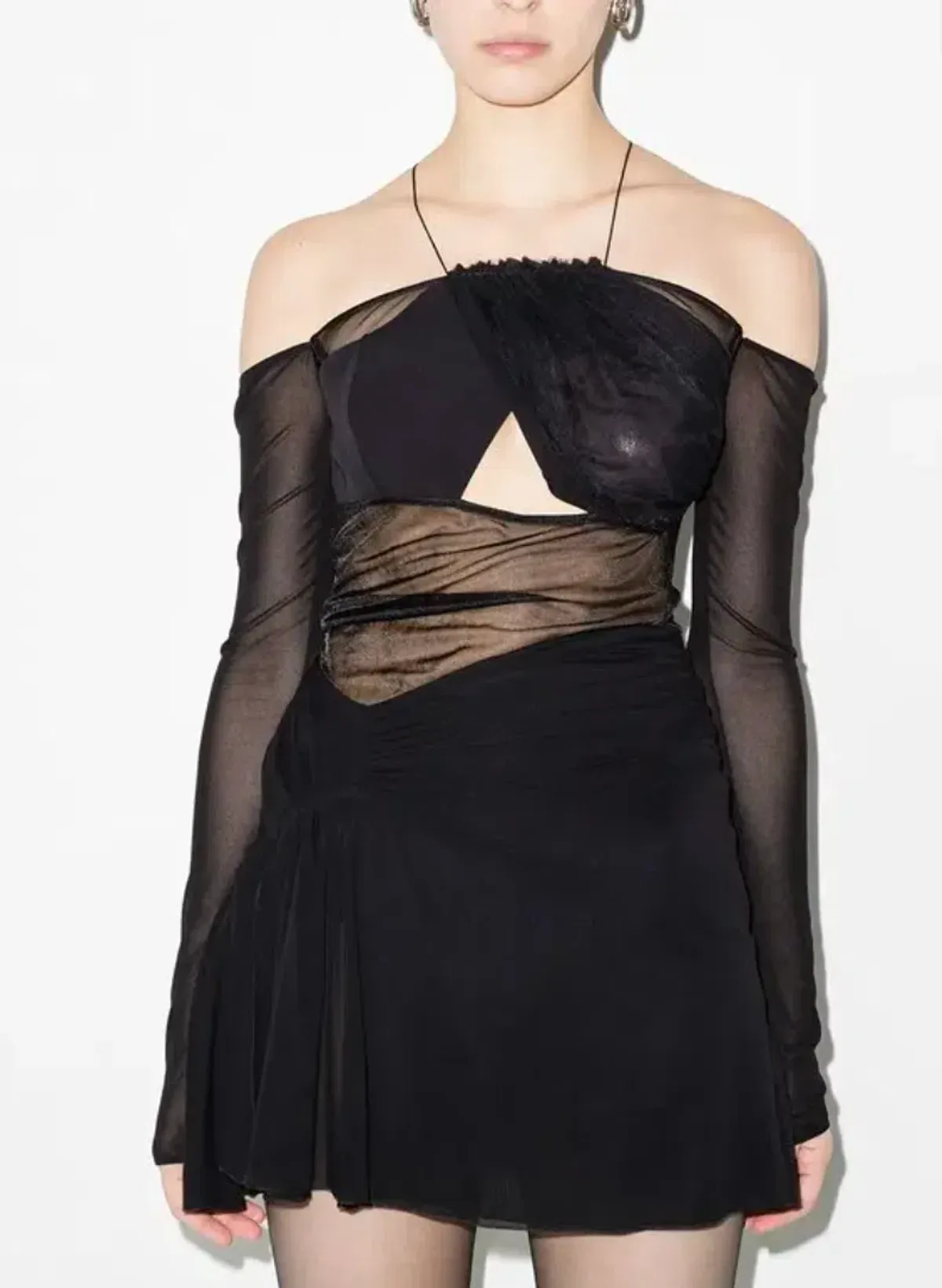 Nensi Dojaka Halterneck Sei-Sheer Ini Dress Black Size 8 - Image 4