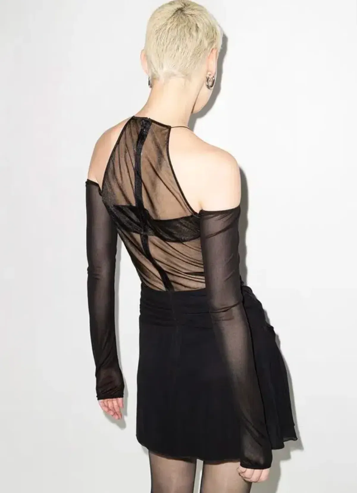 Nensi Dojaka Halterneck Sei-Sheer Ini Dress Black Size 8 - Image 5