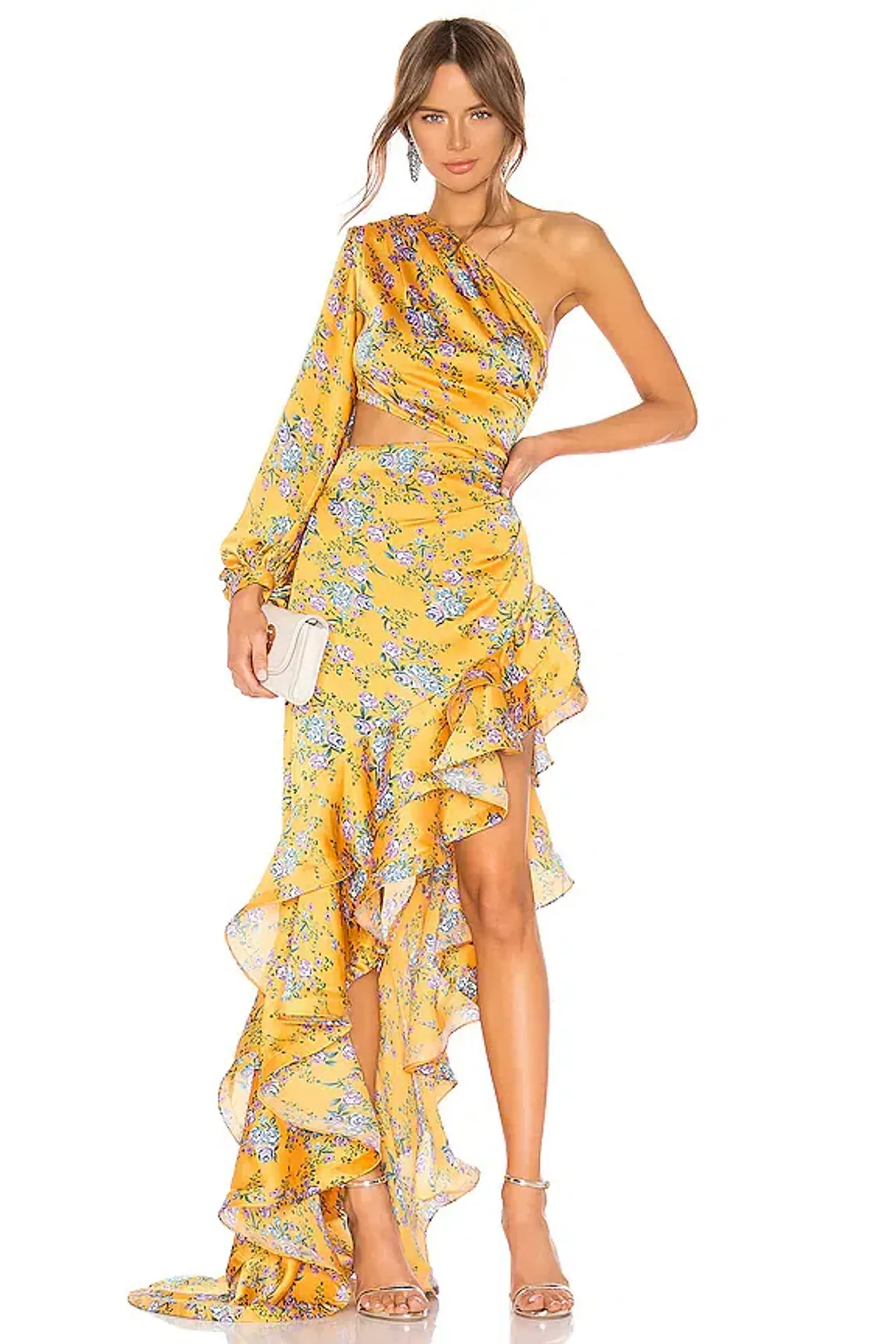 Bronx and Banco Hanna Gown in Yellow Floral Size 10 - Image 3