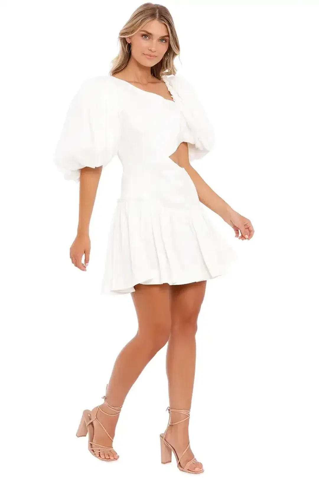 AJE Chateau Mini Dress in Ivory Size 6 for rent on The Volte - main image