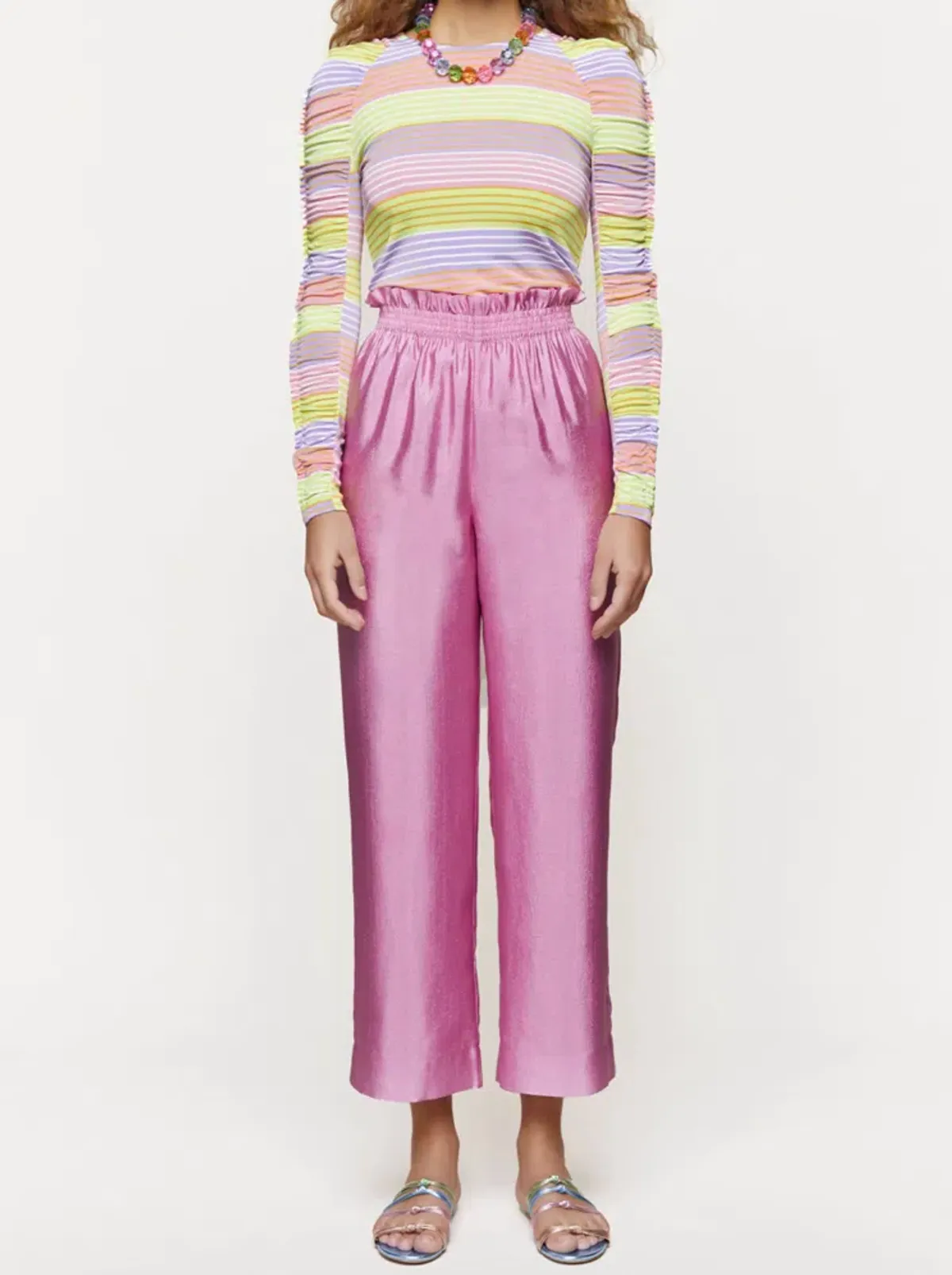 Stine Goya Andre Loose Textured Pants Pink Size AU 10 - Image 1