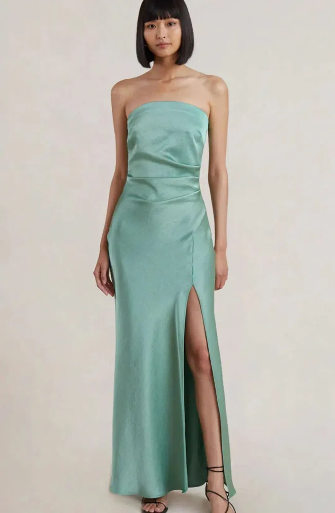 Bec & Bridge Symone Strapless Dress in Moss Green Size 8 for rent on The Volte - main image