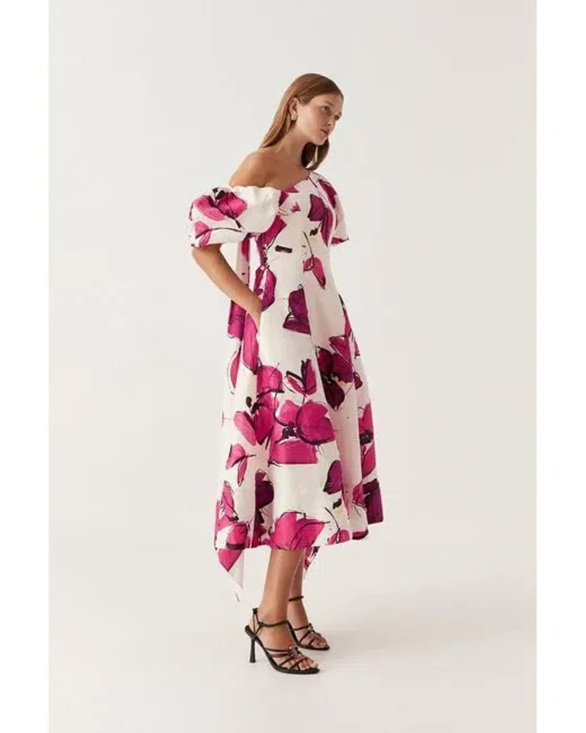 Aje Arista Tulip Sleeve Midi Dress Floral Size 10 - Image 1