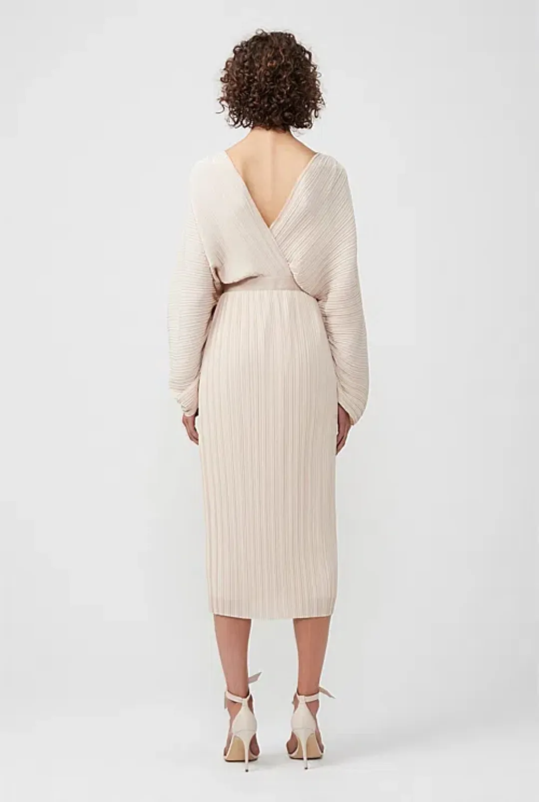 Country Road CR Capsule Belted Pleat Dress Cream Size 14 for rent on The Volte - main image