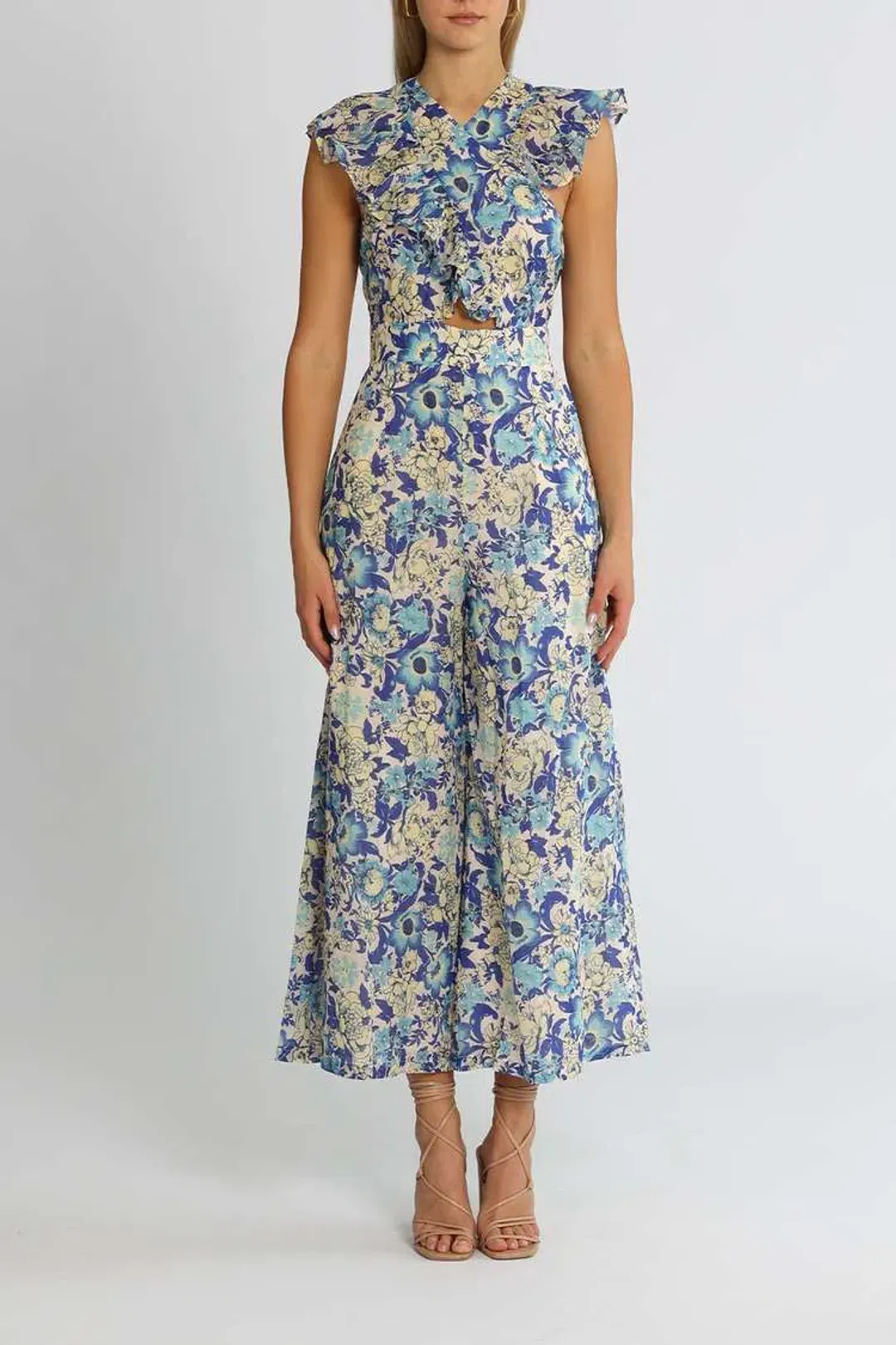 Alice McCall Frida Jumpsuit Sapphire Blue Print Size 14 for rent on The Volte - main image