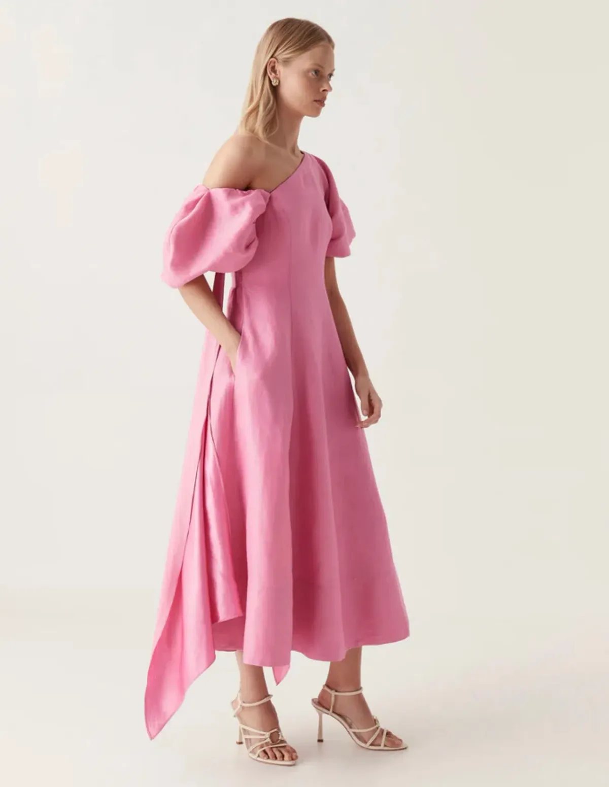 Aje Arista Tulip Sleeve Midi Dress Pink Size 8 - Image 3