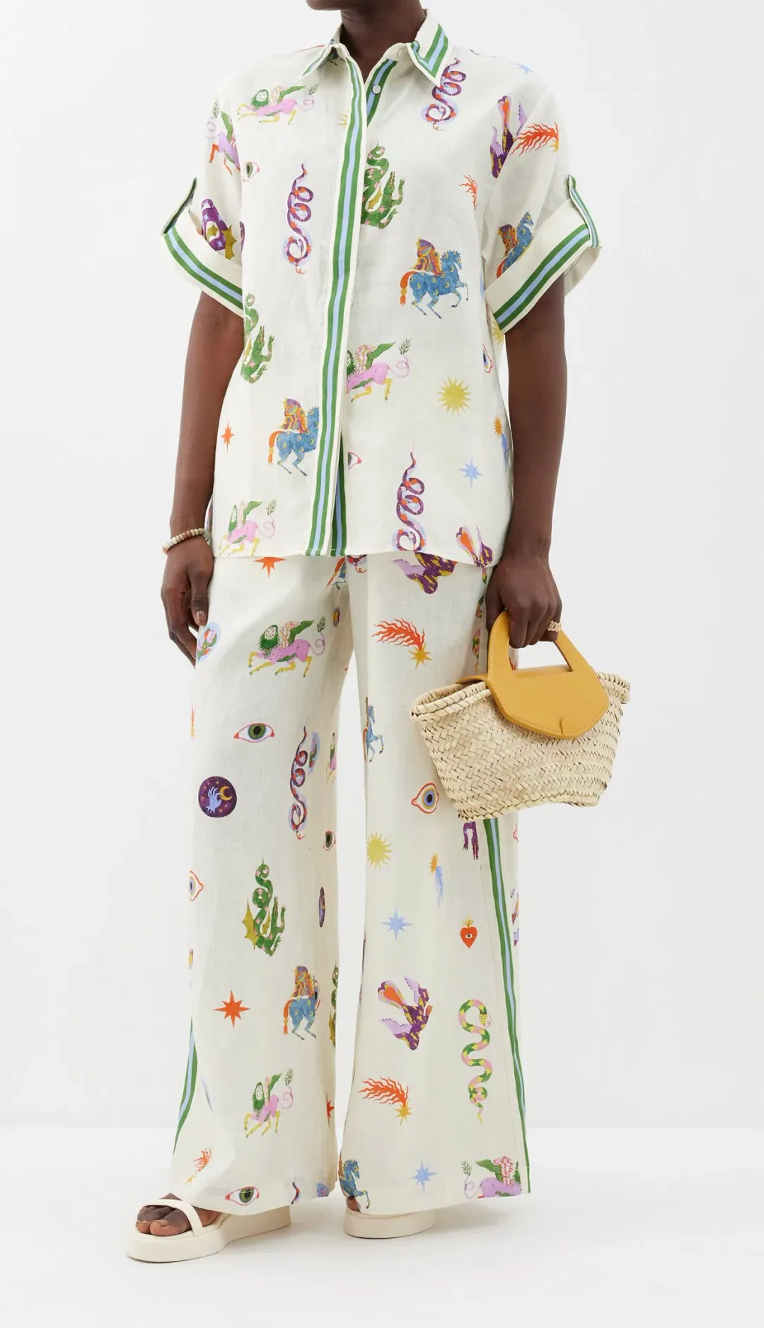 Alemais Matches Exclusive Ivory Aether Pants and Top Set Print Size 14 for rent on The Volte - main image