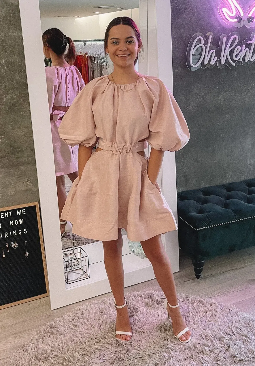 Aje Psychedelia Mini Dress Blush Size 6 for rent on The Volte - main image