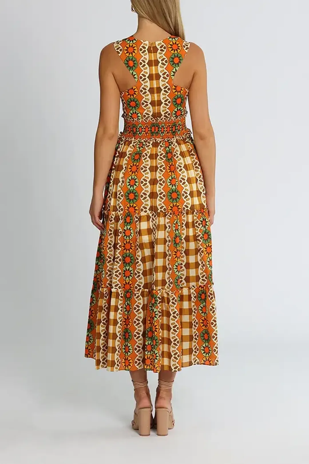 Alice McCall Clara Midi Dress in Brown Multi Size 10 for rent on The Volte - main image
