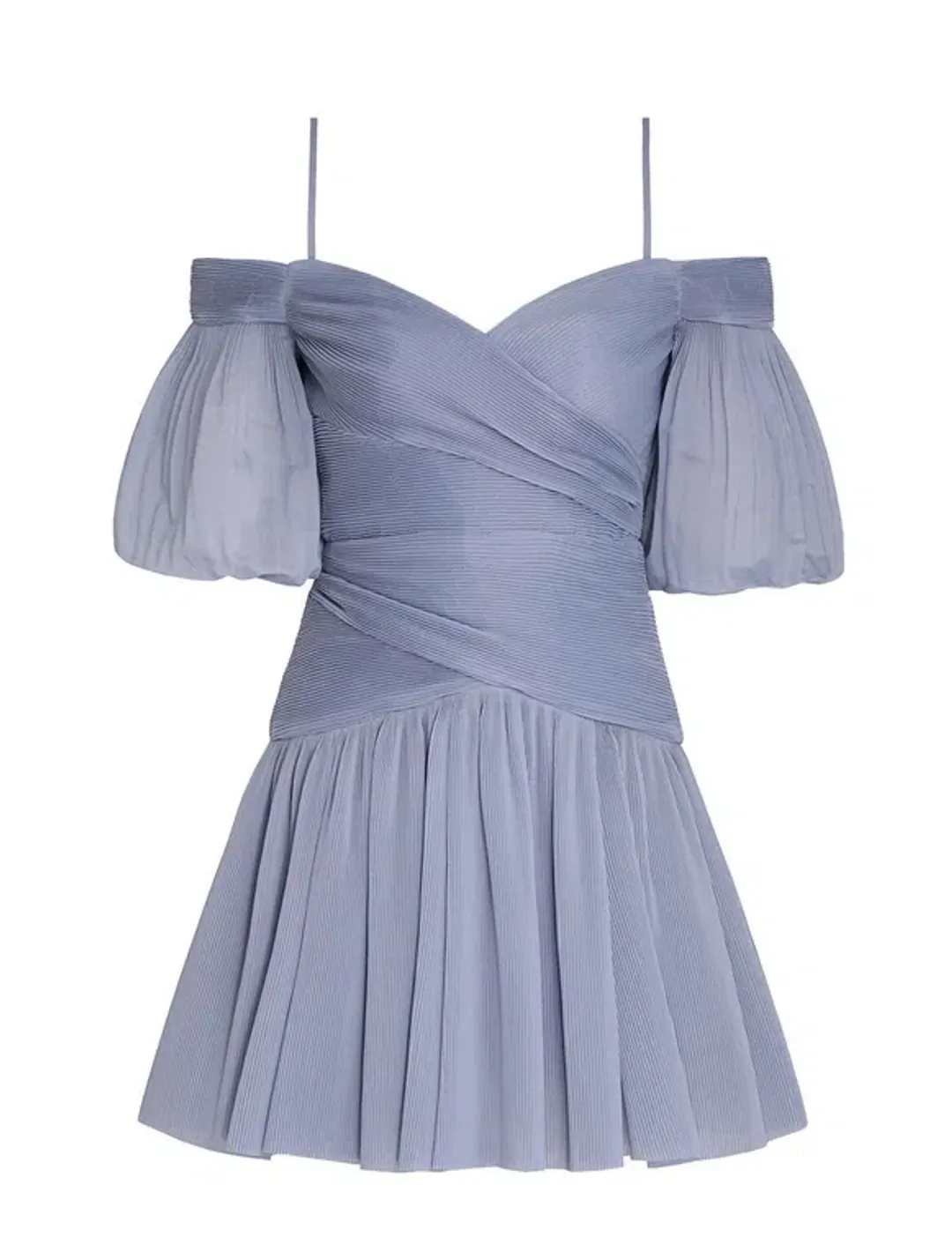 Zimmermann Pleated Mini Dress Dusty Blue Size 0  / AU 8 for rent on The Volte - main image