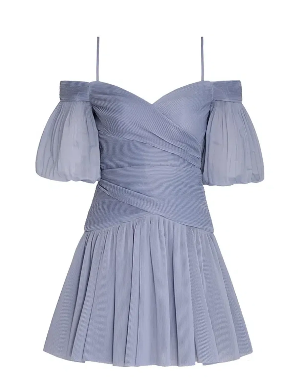 Zimmermann Pleated Mini Dress Dusty Blue Size 0  / AU 8 - Image 3