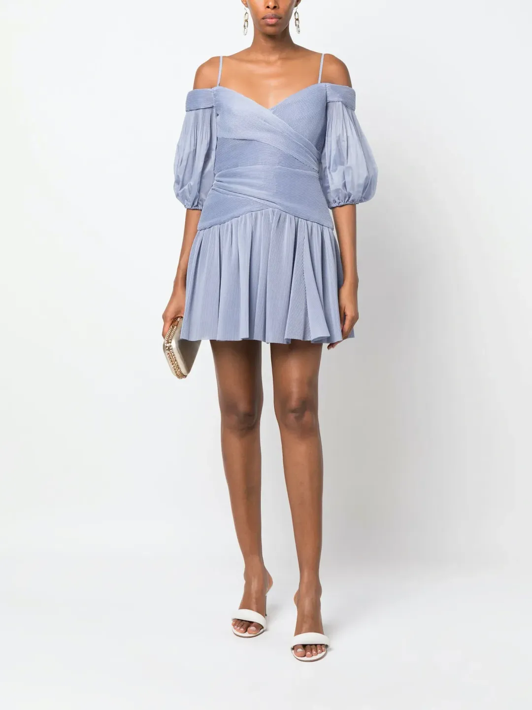 Zimmermann Pleated Mini Dress Dusty Blue Size 0  / AU 8 for rent on The Volte - main image