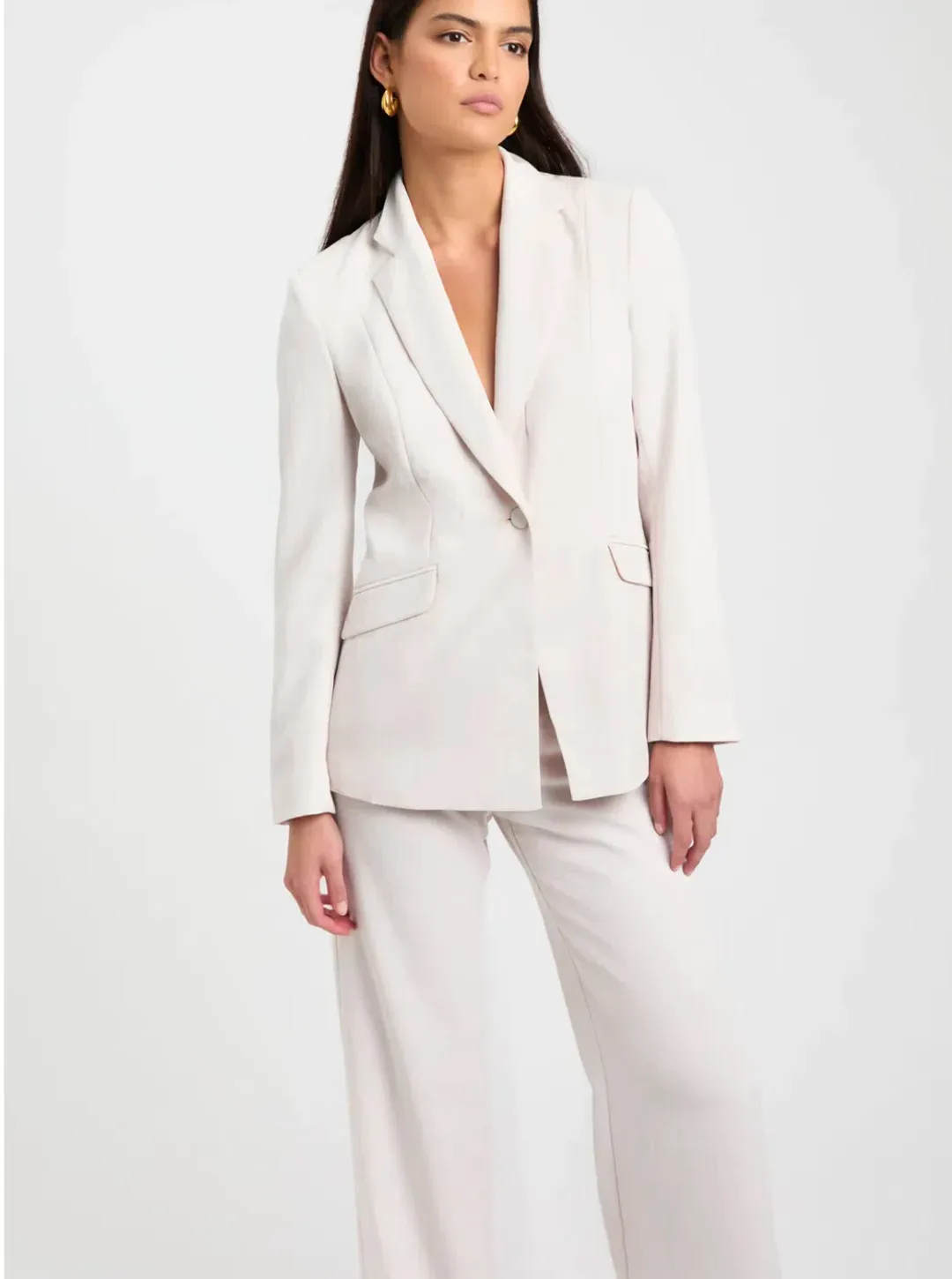 Kookai Ariel Tuxedo Blazer White Sand Size 36 / AU 8 for rent on The Volte - main image