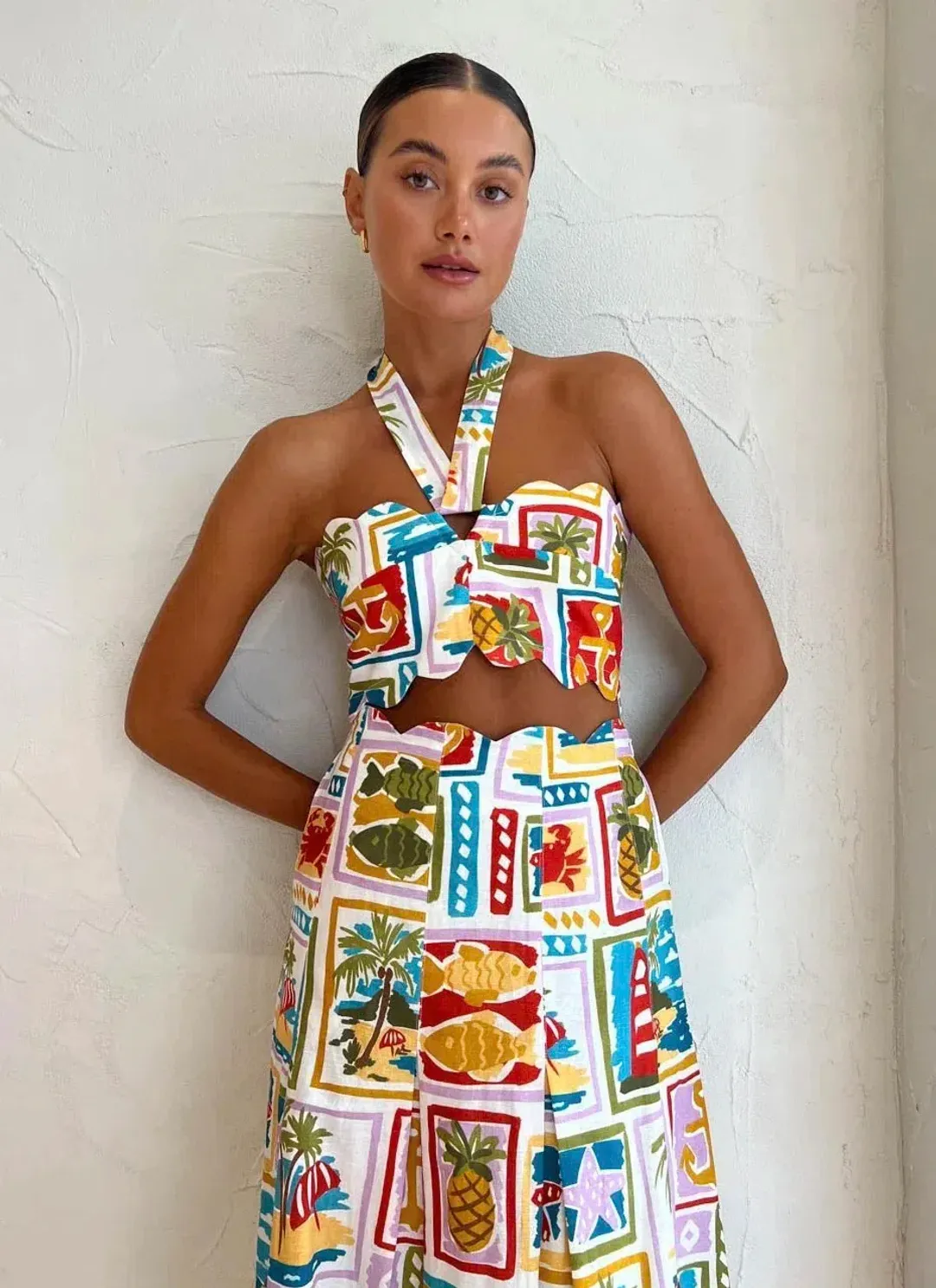 By Nicola Sea Change Top and Maxi Skirt Set In Summer Vacation Size 6 for rent on The Volte - main image