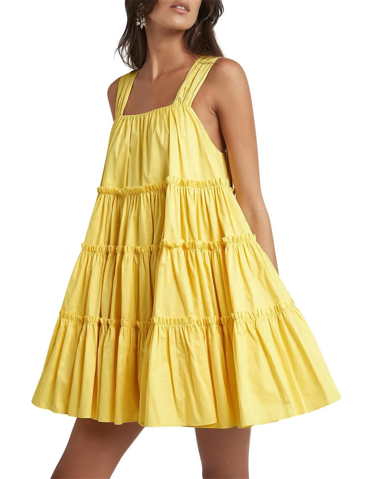Aje Soltice Tiered Mini Dress Yellow Size 6 - Image 4