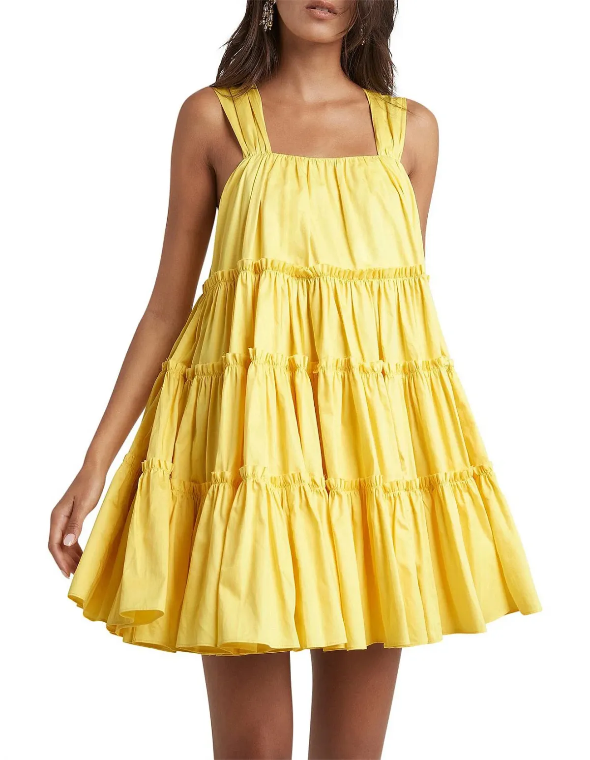 Aje Soltice Tiered Mini Dress Yellow Size 6 - Image 2