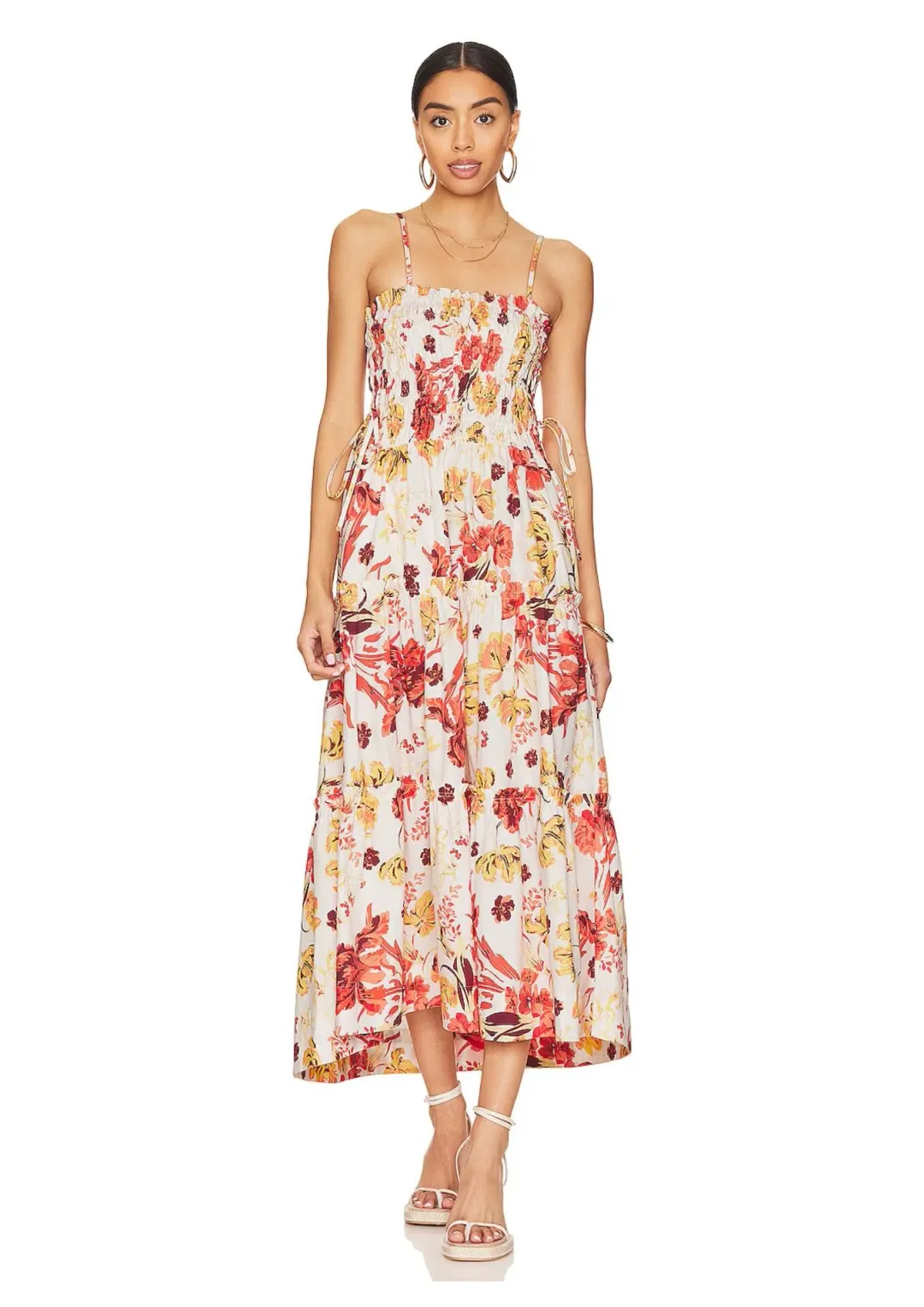 Shona Joy Kalani Shirred Tiered Midi Dress Floral Size 8 for rent on The Volte - main image