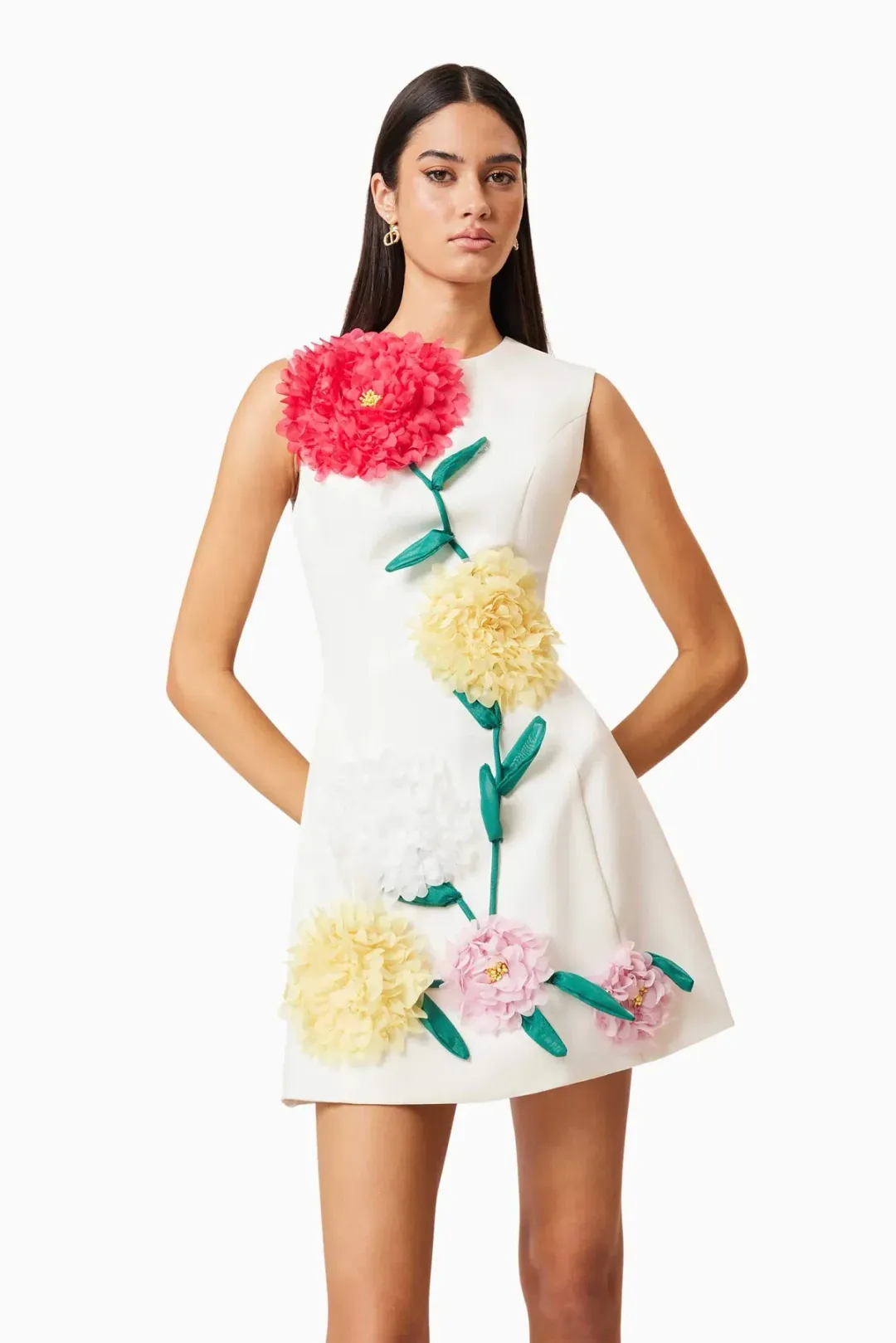 Elliat - Buttercup Embroidered Mini Dress in Ivory - Size M (10) for rent on The Volte - main image