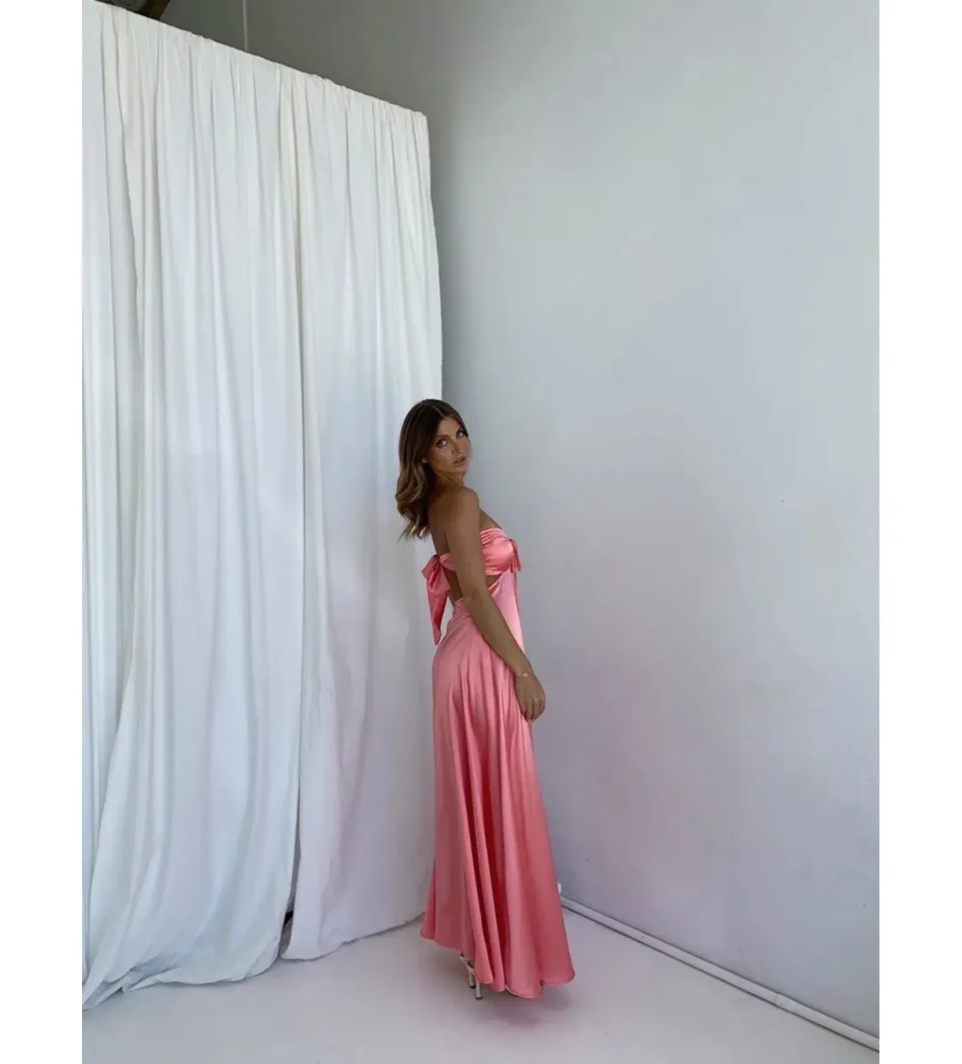 Lane + Sass Lucy Guava Gown Pink Size AU 8 for rent on The Volte - main image