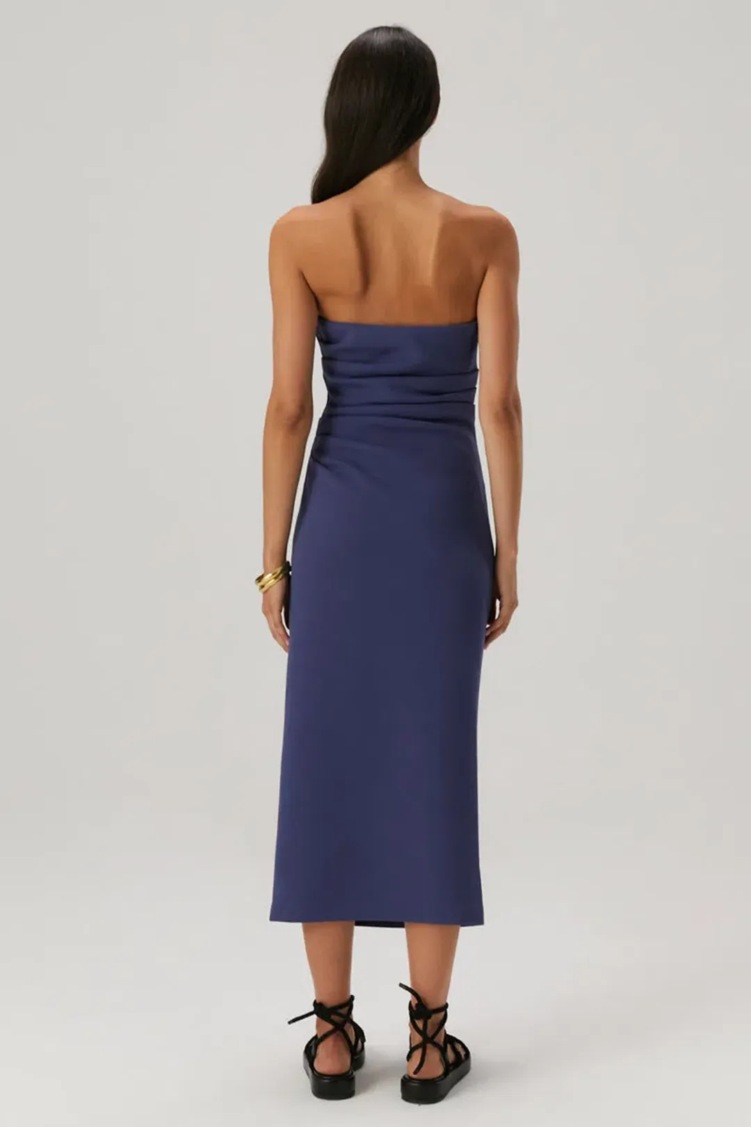 MISHA Calandra Strapless Midi Dress Denim Blue Size 12/L for rent on The Volte - main image