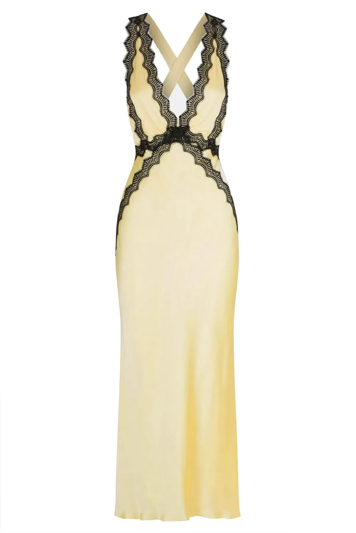 Shona Joy Camille Lace Cross back Midi Dress Limoncello/Black Size 6 - Image 4