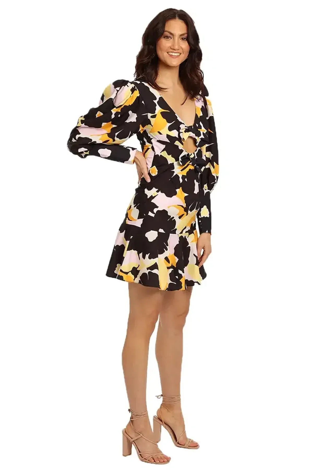 By Johnny Bold Blooms Mini Dress in Multi Floral Size 14 - Image 1