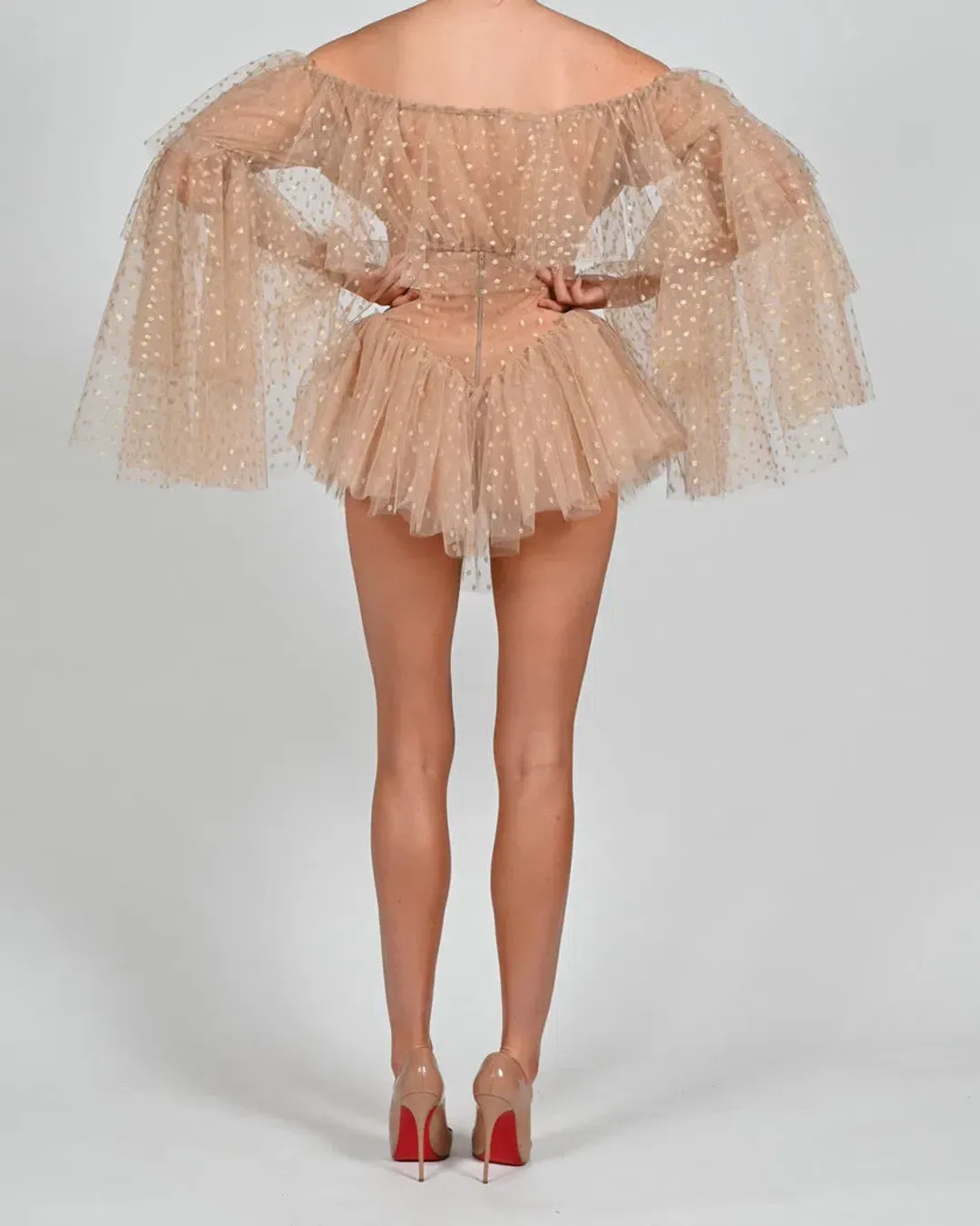 The Dolls House Madonna Top in Gold Polka Print Size XS / Au 4 for rent on The Volte - main image