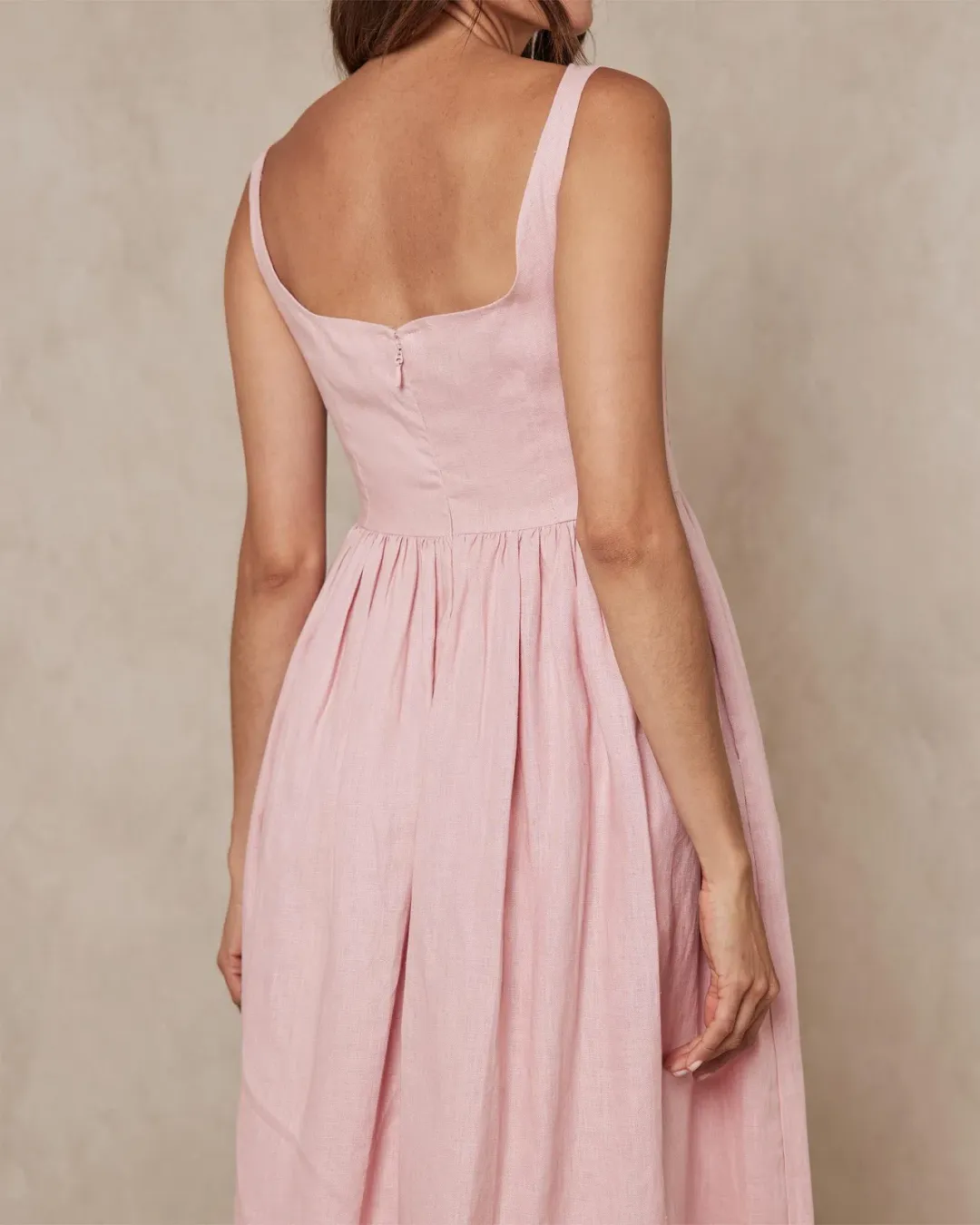 AERE Corset Midi Dress Pink Size 10 for rent on The Volte - main image