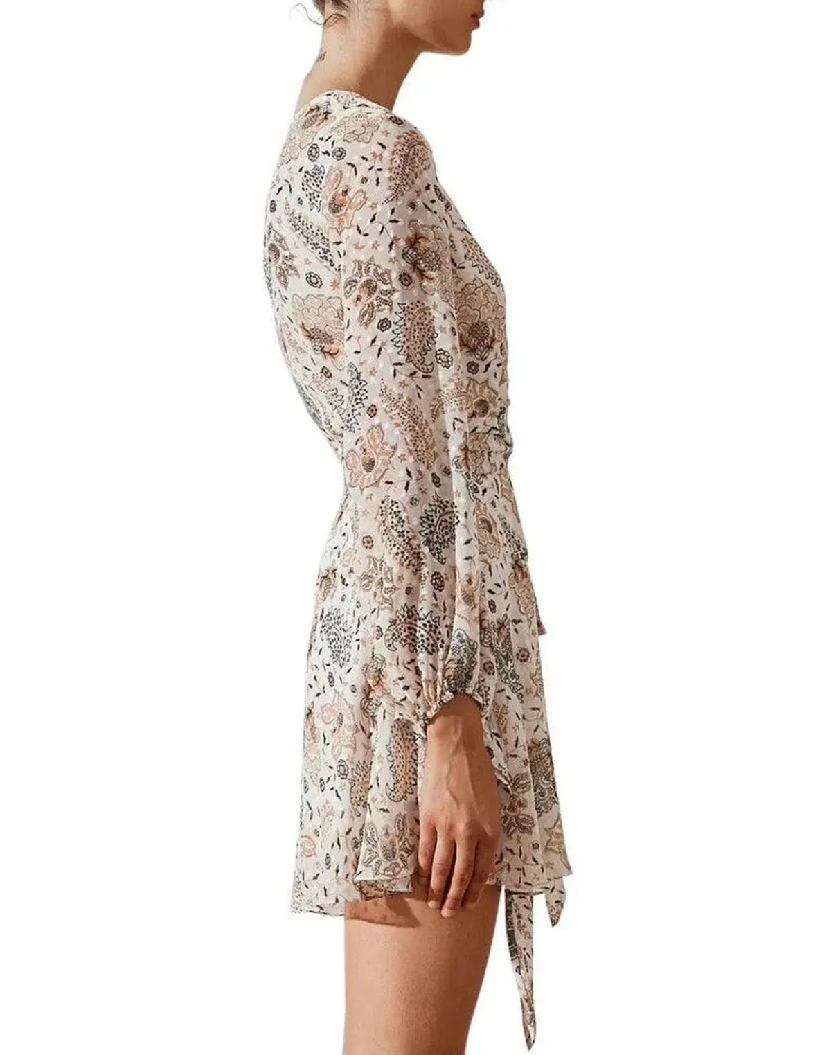 Shona Joy Miller Floral Crepe Mini Dress Ivory/Floral Size 12 - Image 4