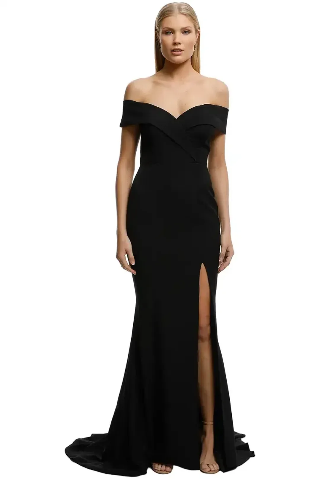 Samantha Rose Gia Off Shoulder Gown in Black Size 18 for rent on The Volte - main image
