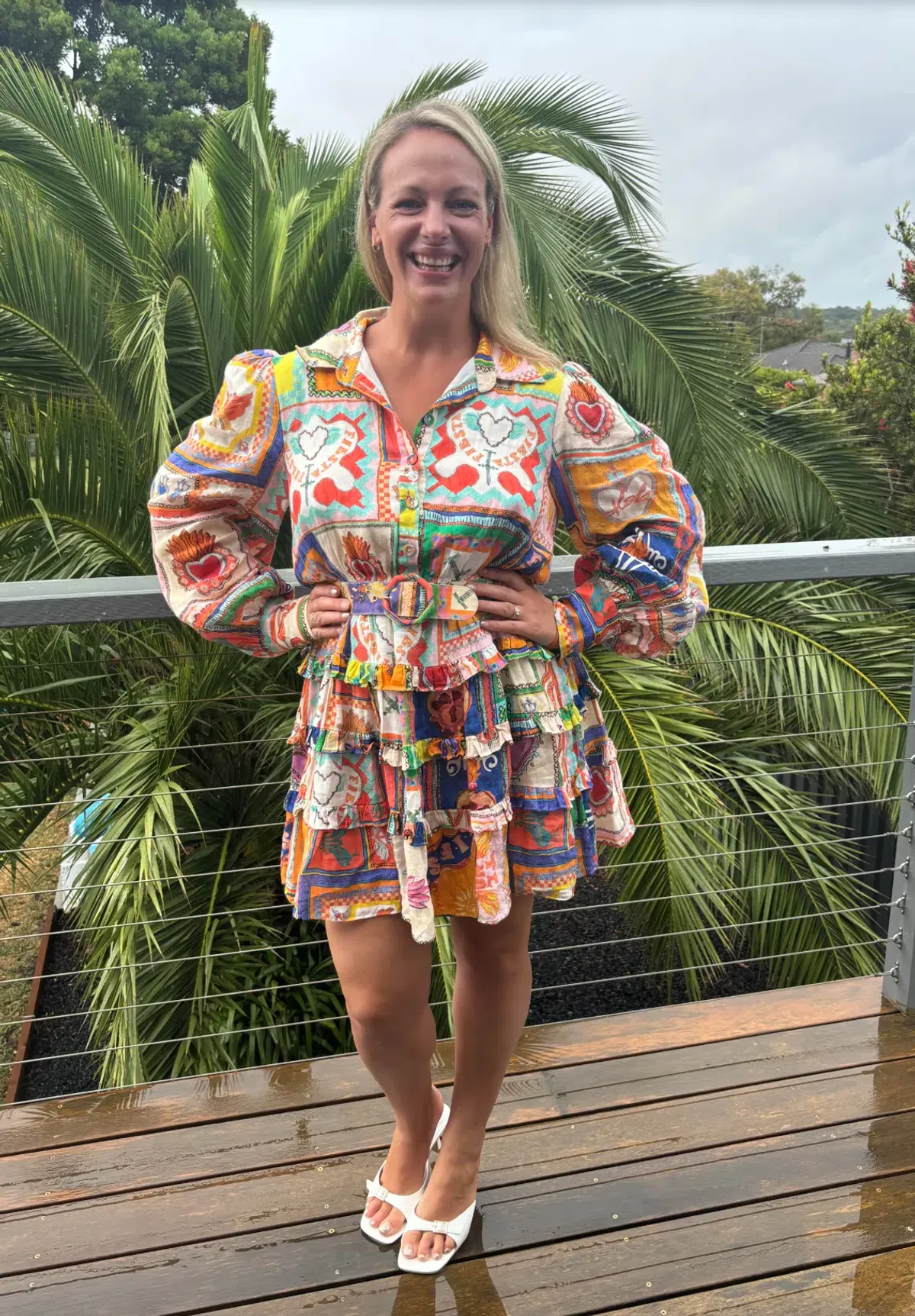 Kate Ford Viatoris Layered Dress Multi Print Size 4/14 AU - Image 2