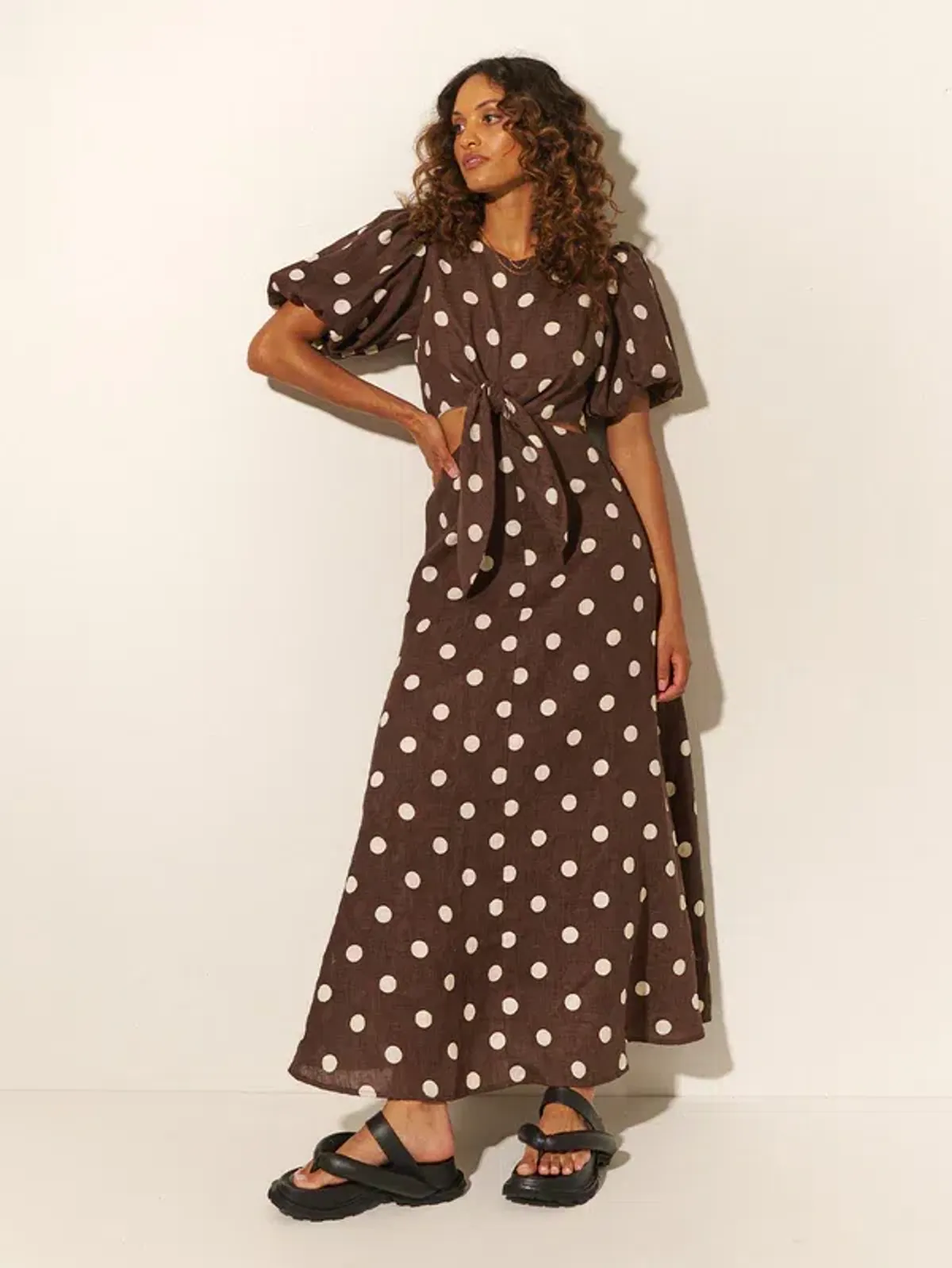 Kivari Harper Maxi Dress Brown Print Size 6 - Image 1